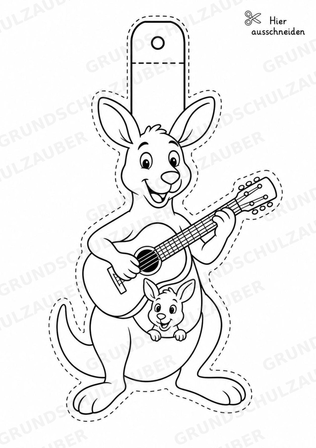 Känguru – Fensterdeko – Basteln – Ausmalbild – Ausschneiden – 15 Vorlagen – Materialseite 10