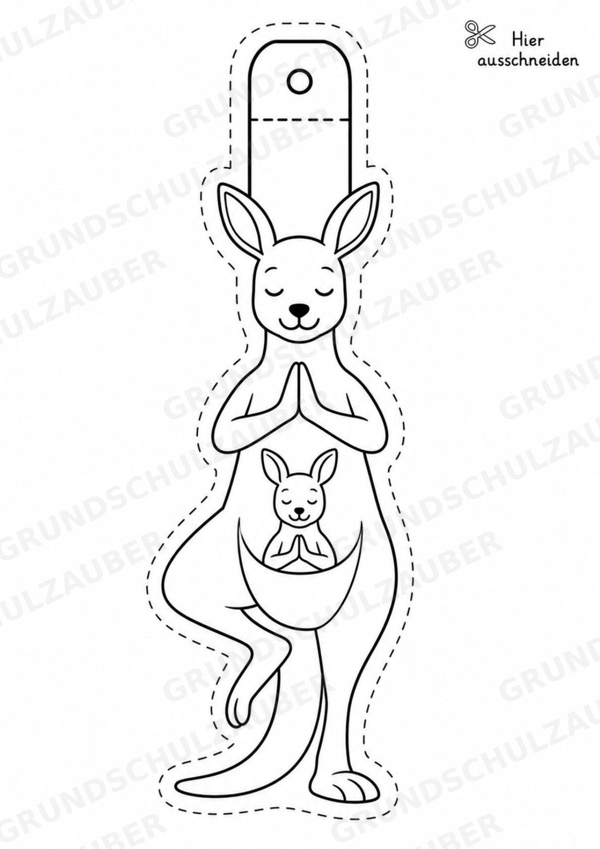 Känguru – Fensterdeko – Basteln – Ausmalbild – Ausschneiden – 15 Vorlagen – Materialseite 16