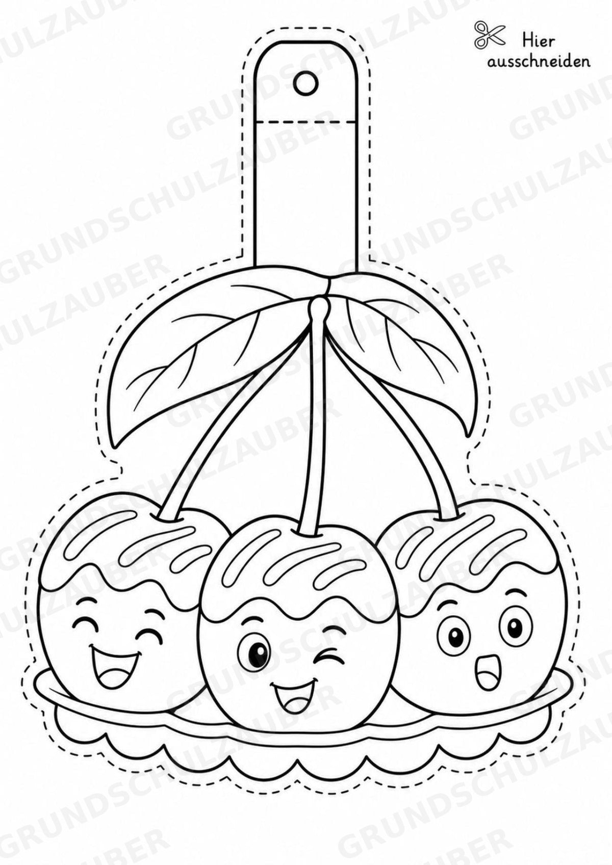 Kirsche – Fensterdeko – Basteln – Ausmalbild – Ausschneiden – 15 Vorlagen – Materialseite 12
