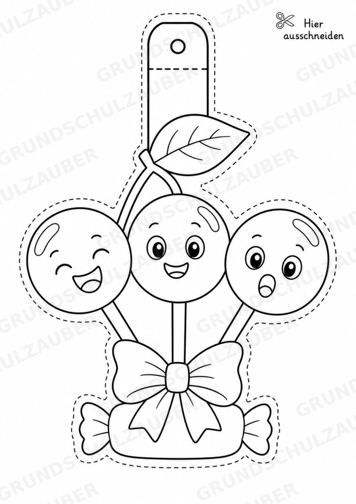 Kirsche – Fensterdeko – Basteln – Ausmalbild – Ausschneiden – 15 Vorlagen – Materialseite 13