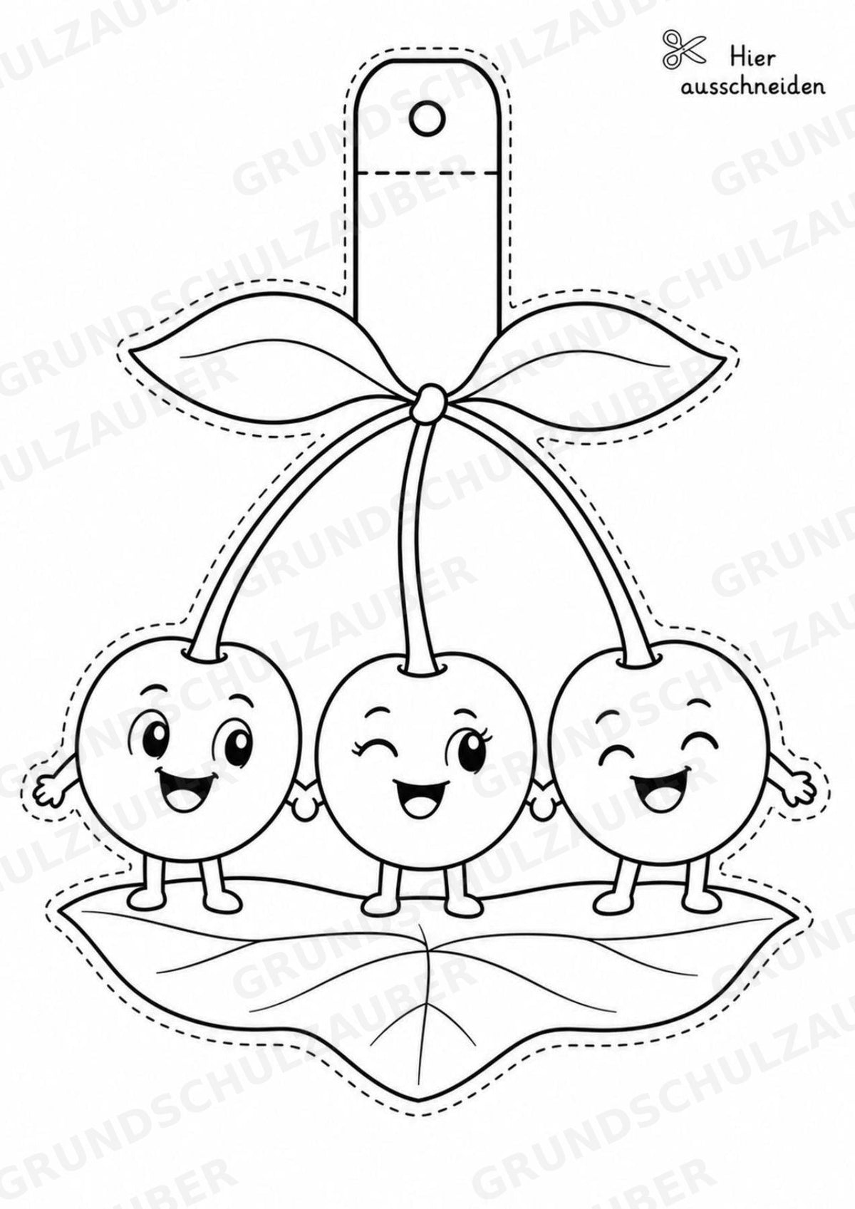 Kirsche – Fensterdeko – Basteln – Ausmalbild – Ausschneiden – 15 Vorlagen – Materialseite 16