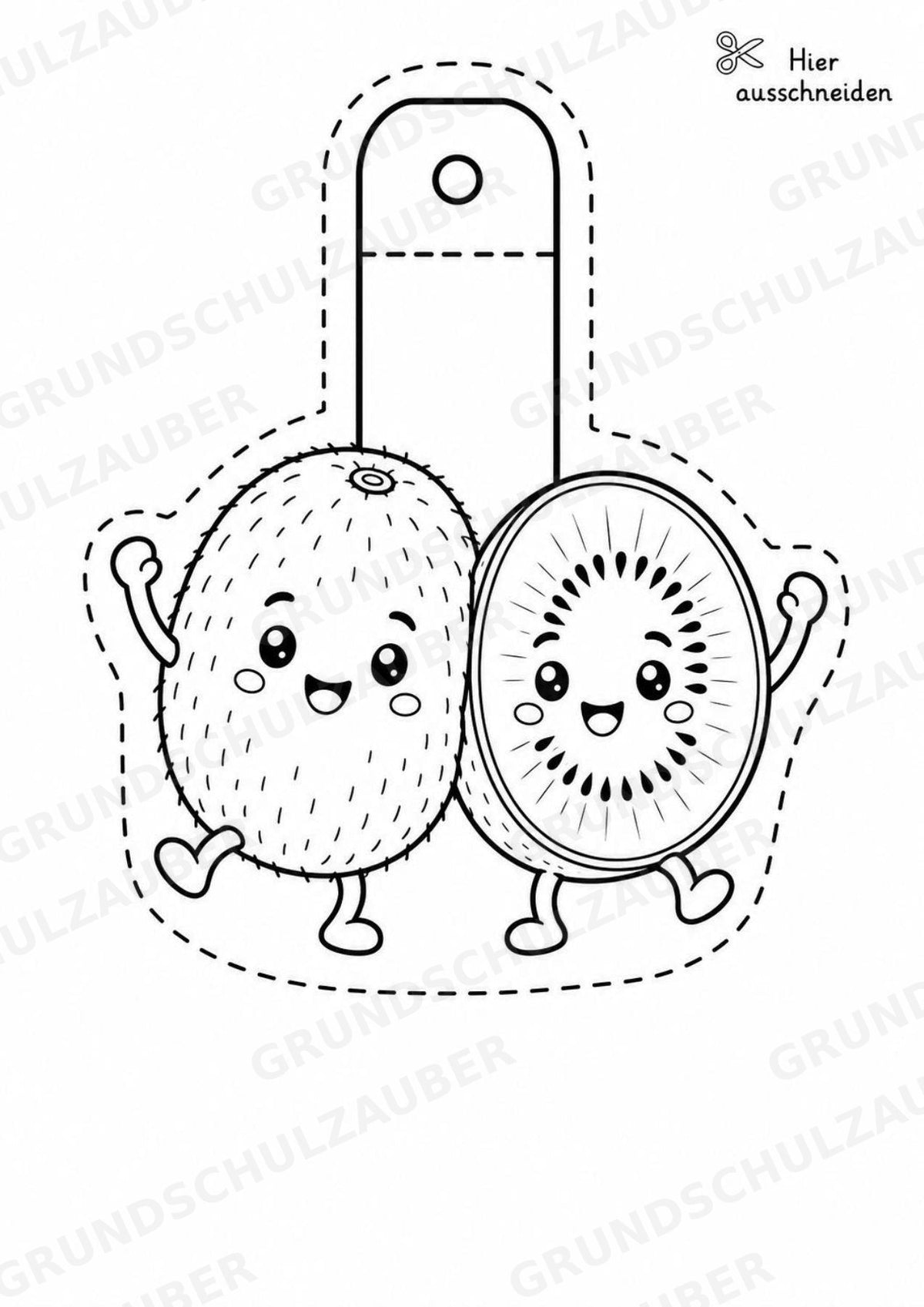 Kiwi – Fensterdeko – Basteln – Ausmalbild – Ausschneiden – 15 Vorlagen – Materialseite 6