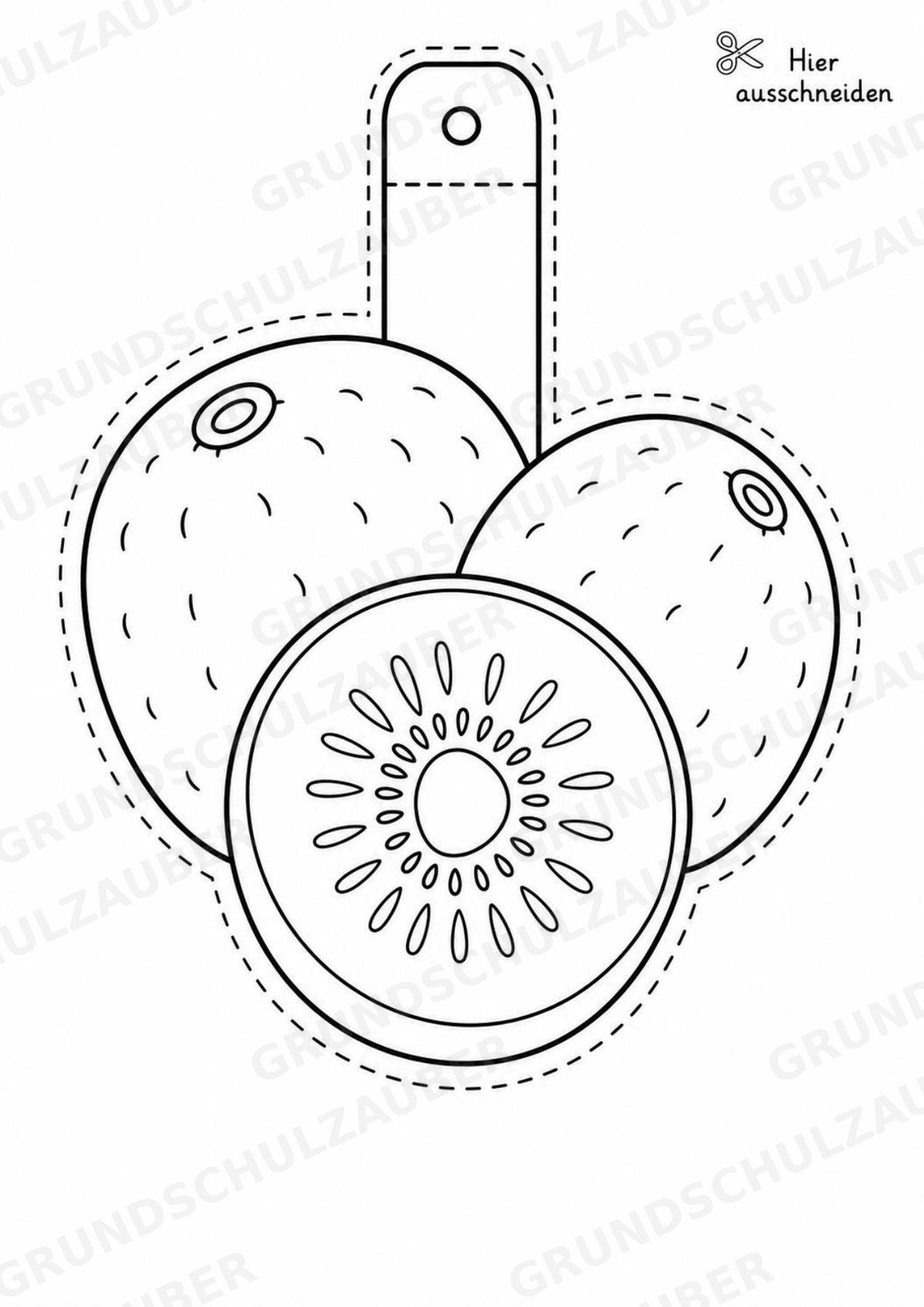 Kiwi – Fensterdeko – Basteln – Ausmalbild – Ausschneiden – 15 Vorlagen – Materialseite 7
