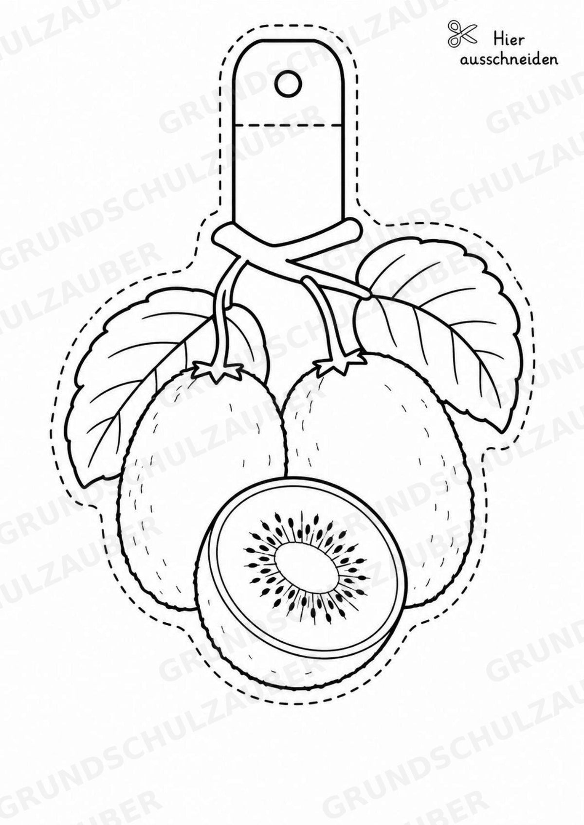 Kiwi – Fensterdeko – Basteln – Ausmalbild – Ausschneiden – 15 Vorlagen – Materialseite 12