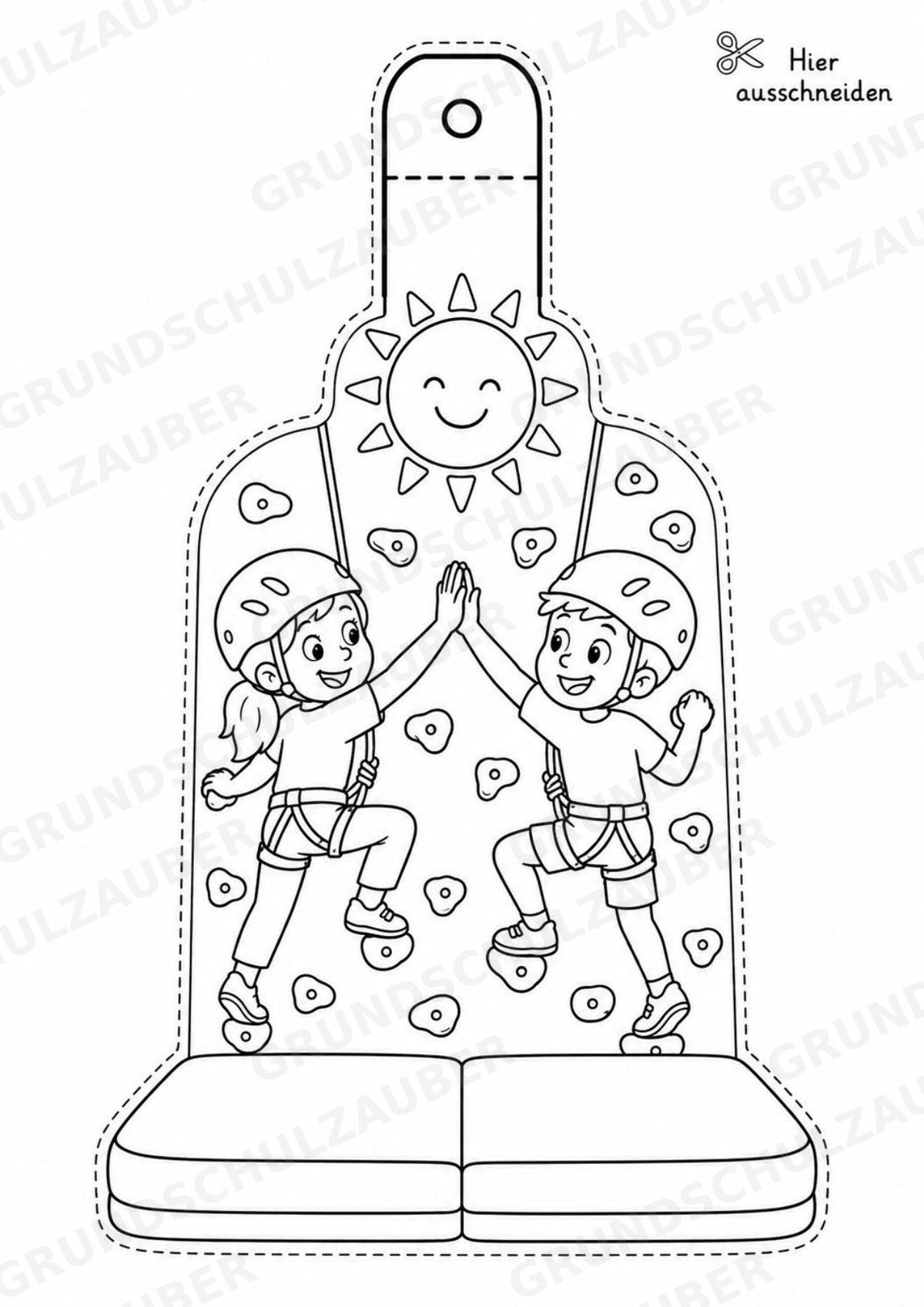 Klettern – Fensterdeko – Basteln – Ausmalbild – Ausschneiden – 15 Vorlagen – Materialseite 15
