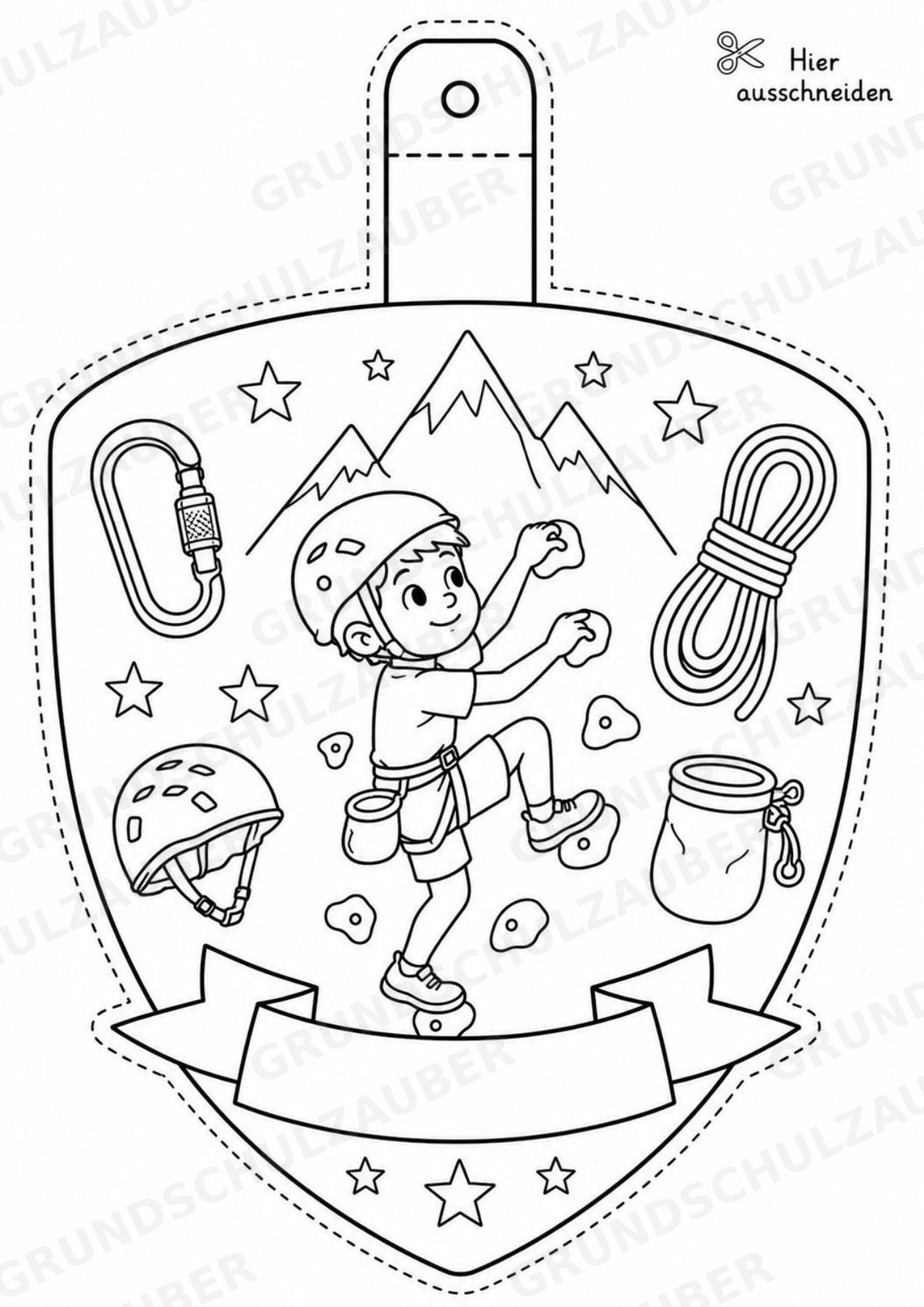 Klettern – Fensterdeko – Basteln – Ausmalbild – Ausschneiden – 15 Vorlagen – Materialseite 16