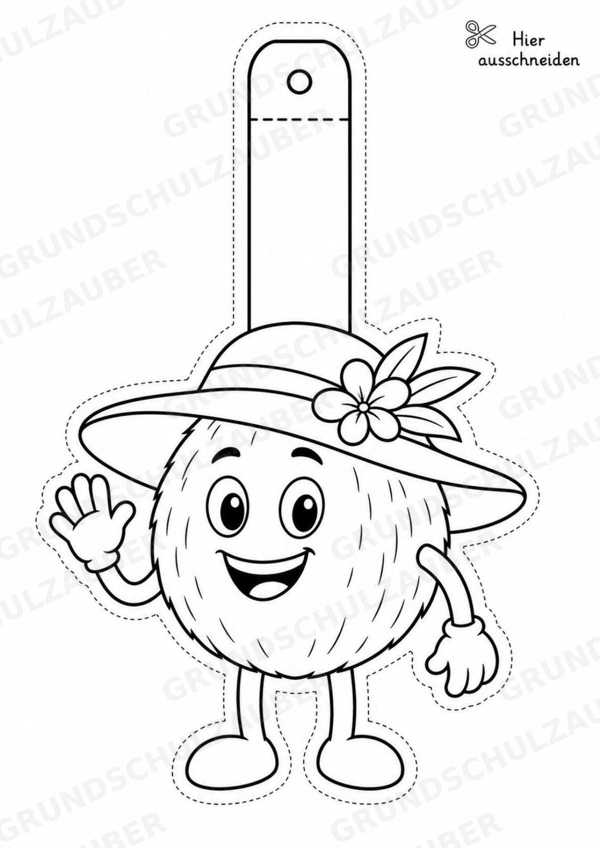 Kokosnuss – Fensterdeko – Basteln – Ausmalbild – Ausschneiden – 15 Vorlagen – Materialseite 2
