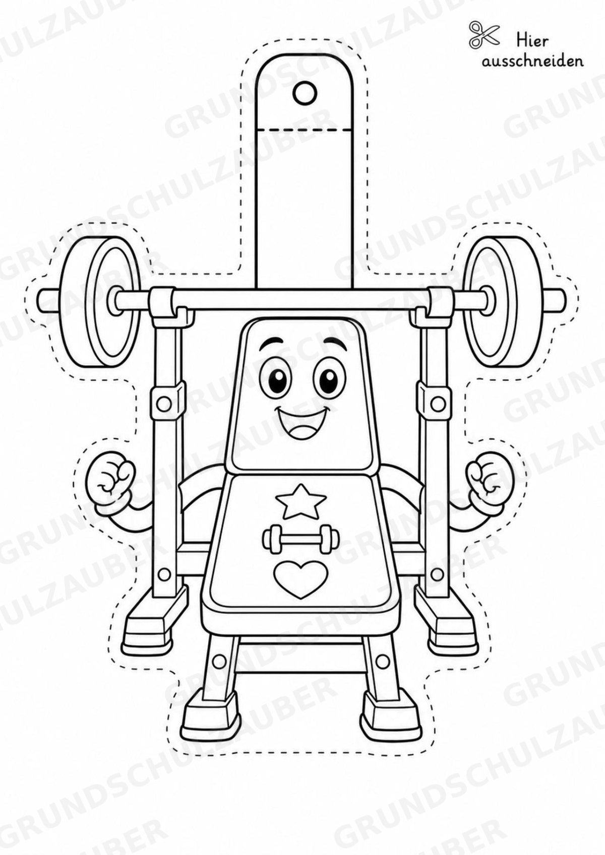 Krafttraining – Fensterdeko – Basteln – Ausmalbild – Ausschneiden – 15 Vorlagen – Materialseite 6