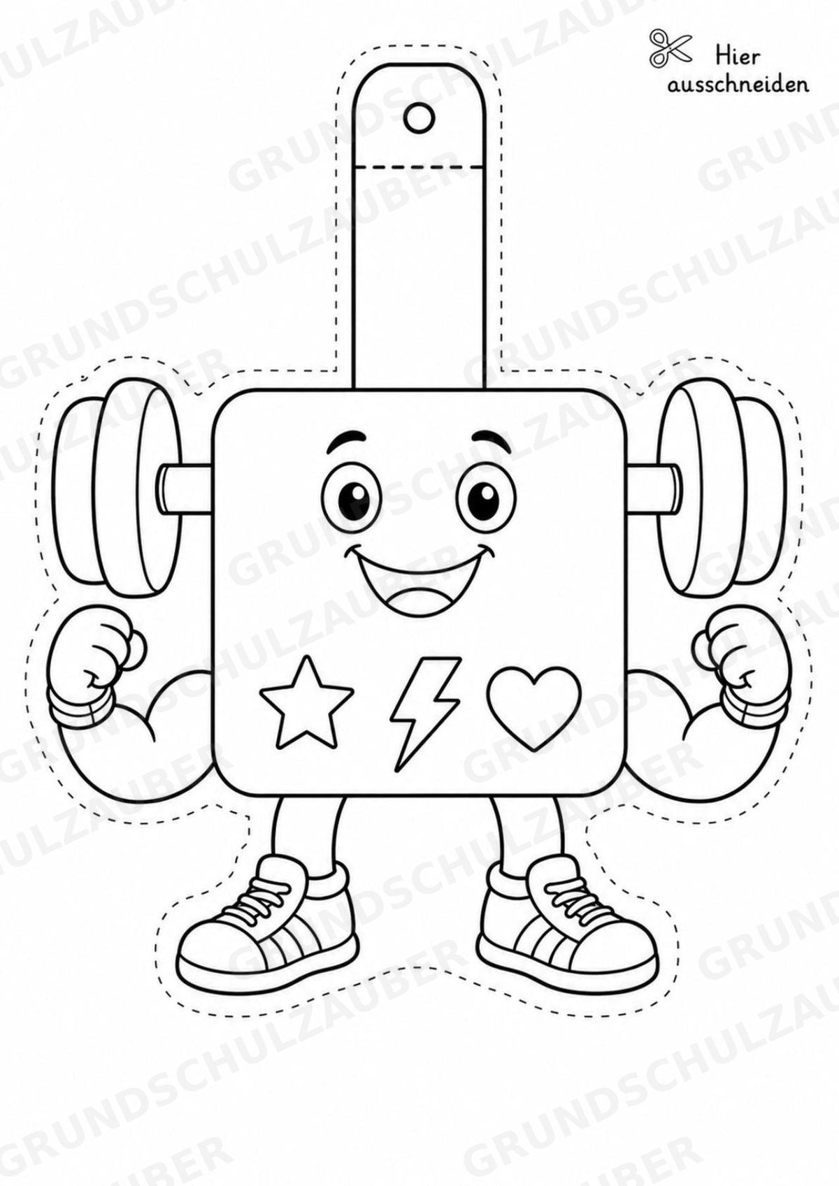 Krafttraining – Fensterdeko – Basteln – Ausmalbild – Ausschneiden – 15 Vorlagen – Materialseite 7