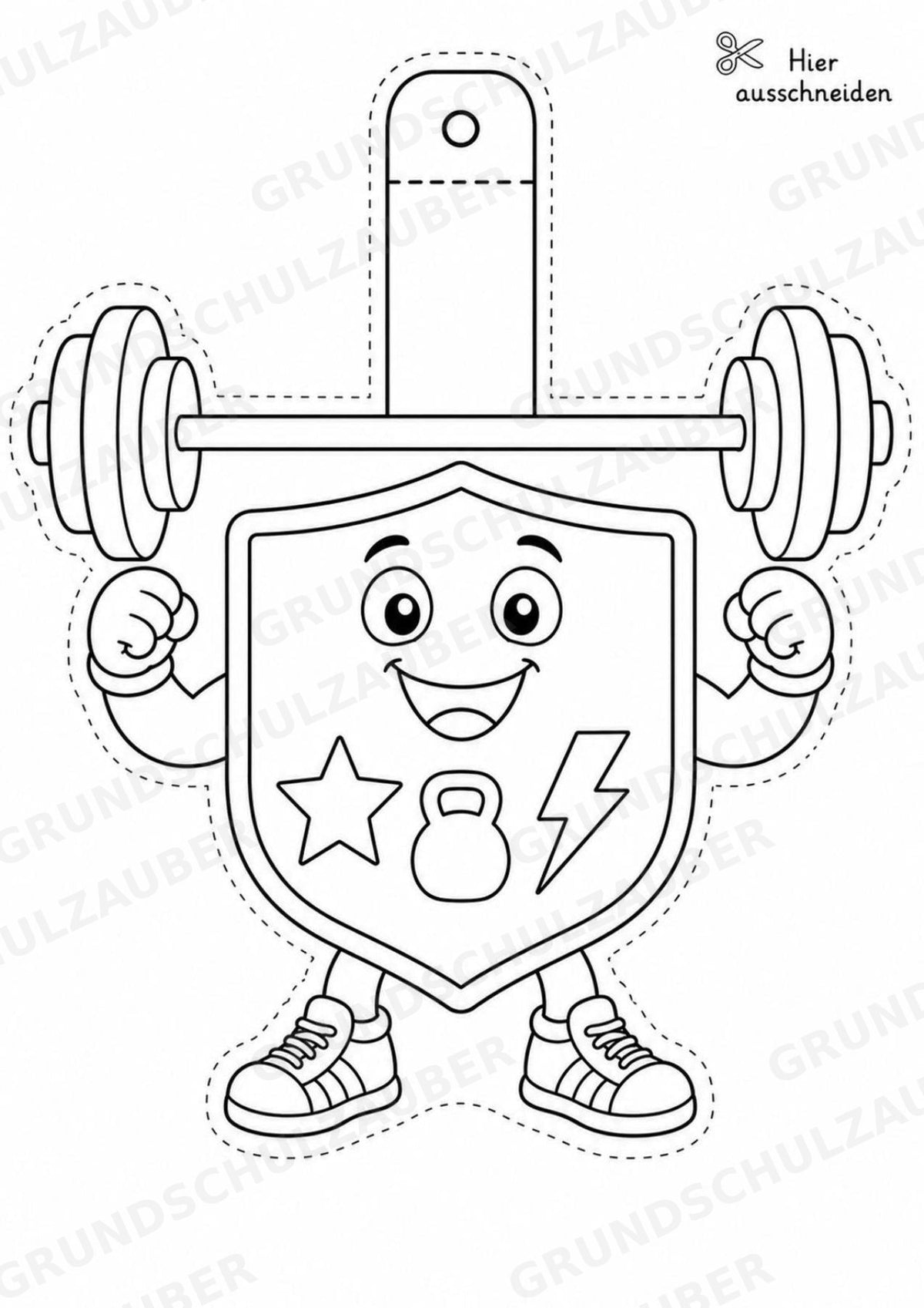 Krafttraining – Fensterdeko – Basteln – Ausmalbild – Ausschneiden – 15 Vorlagen – Materialseite 8