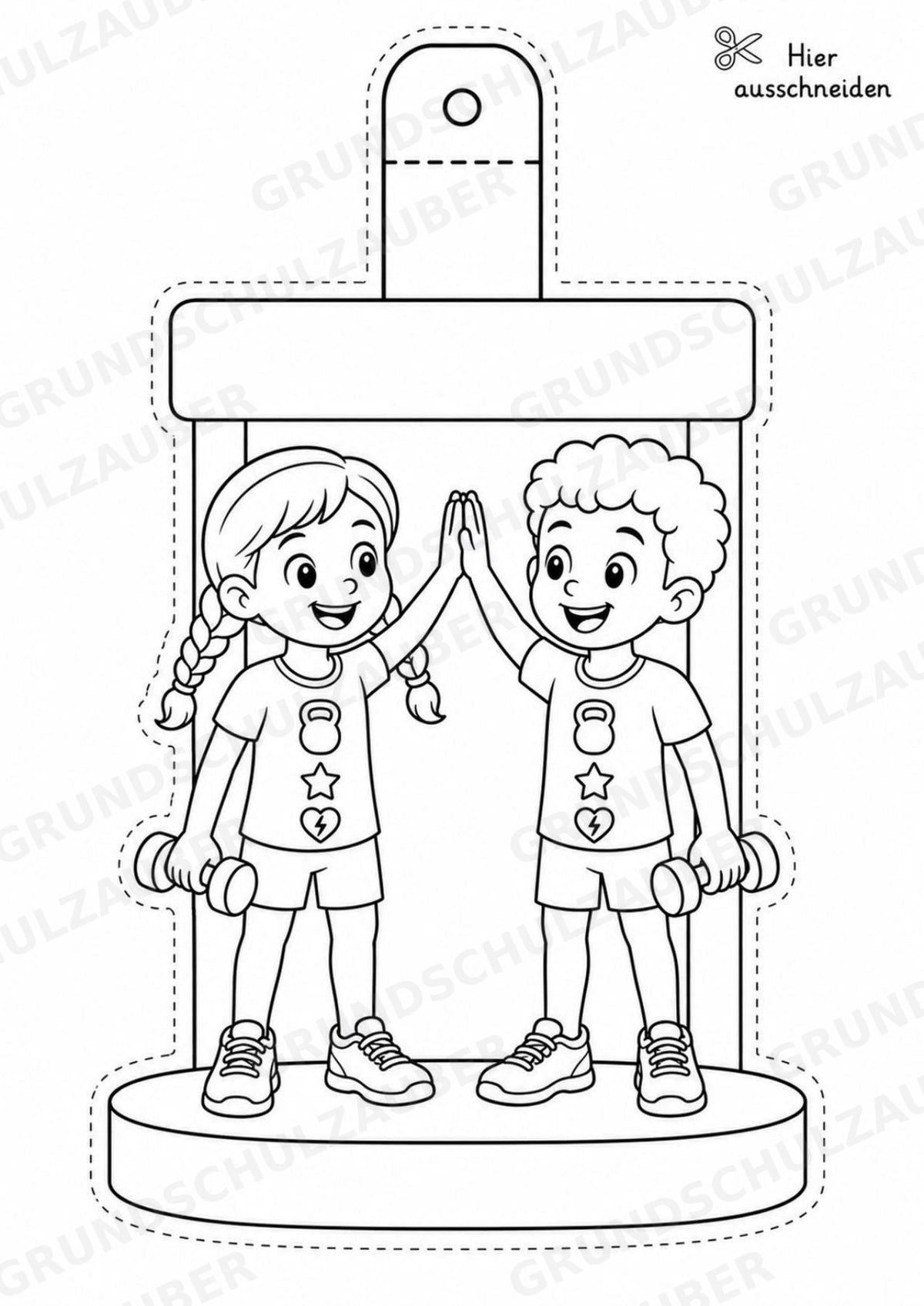 Krafttraining – Fensterdeko – Basteln – Ausmalbild – Ausschneiden – 15 Vorlagen – Materialseite 16