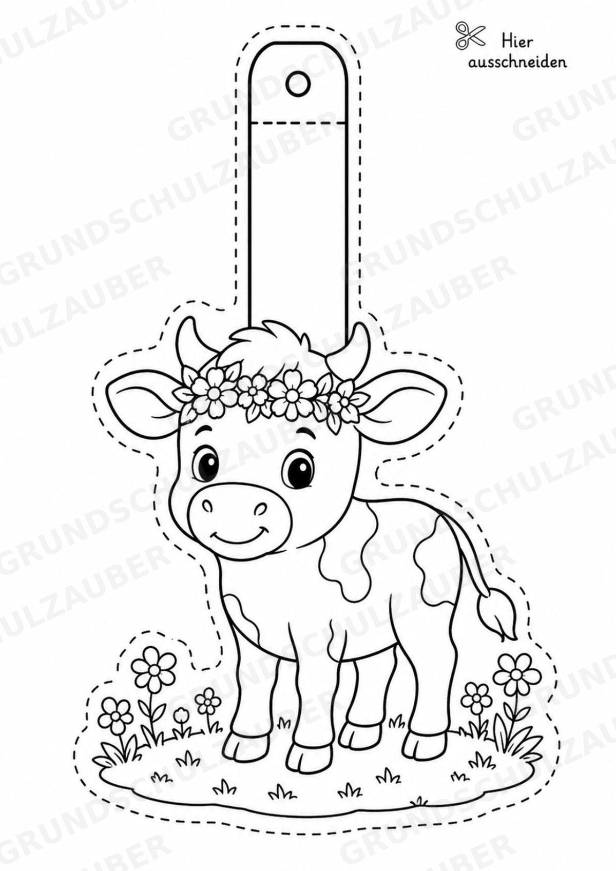 Kuh – Fensterdeko – Basteln – Ausmalbild – Ausschneiden – 15 Vorlagen – Materialseite 11