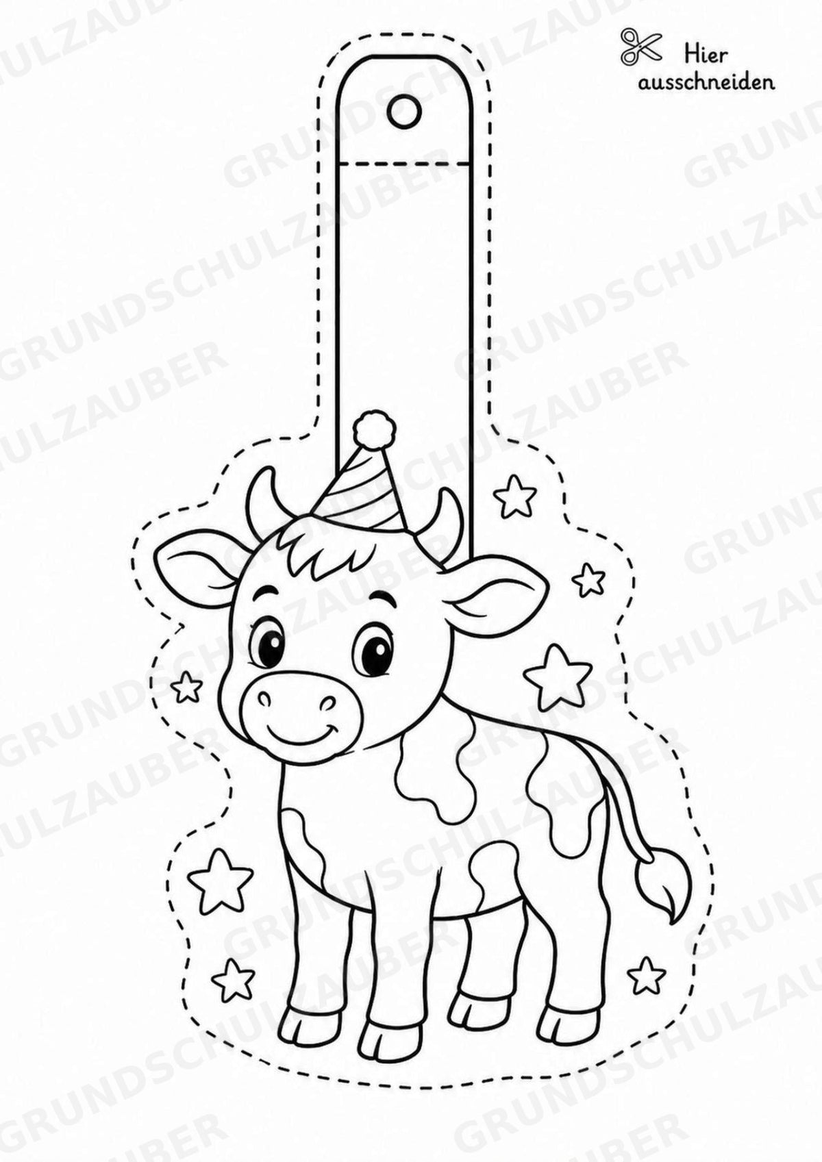 Kuh – Fensterdeko – Basteln – Ausmalbild – Ausschneiden – 15 Vorlagen – Materialseite 16