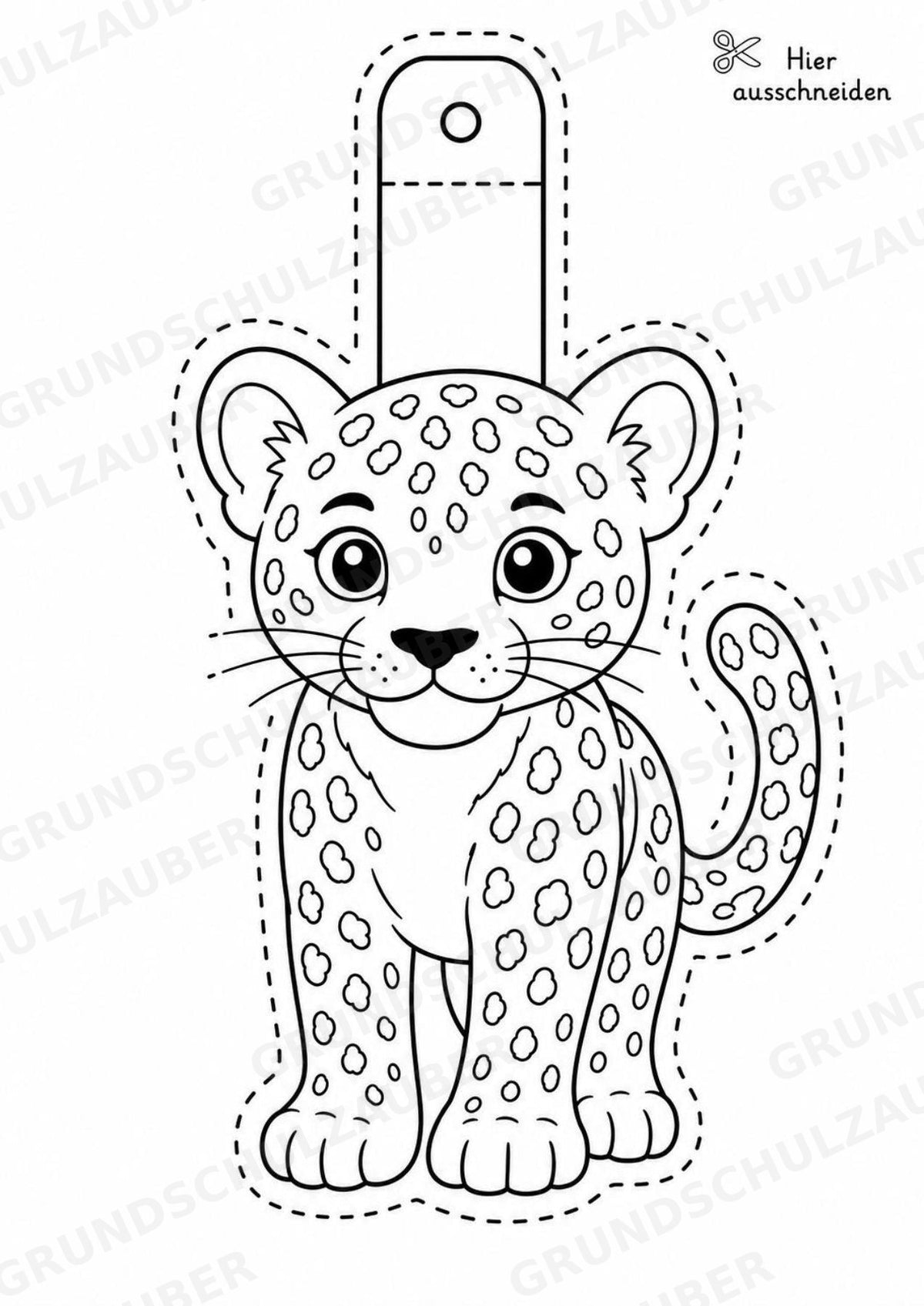 Leopard – Fensterdeko – Basteln – Ausmalbild – Ausschneiden – 15 Vorlagen – Materialseite 2