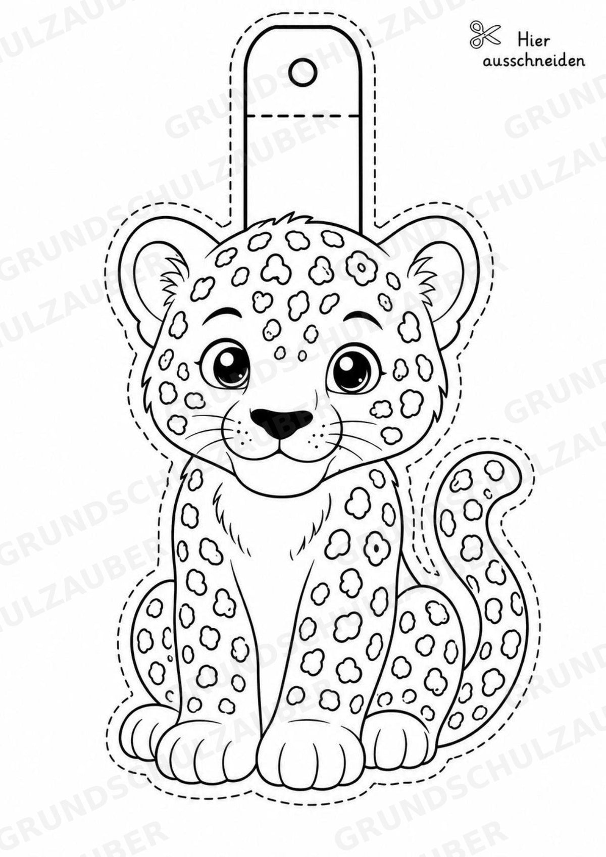 Leopard – Fensterdeko – Basteln – Ausmalbild – Ausschneiden – 15 Vorlagen – Materialseite 3