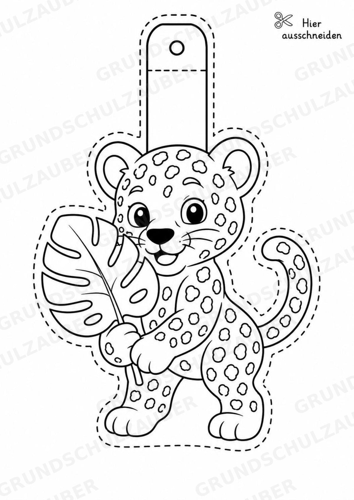 Leopard – Fensterdeko – Basteln – Ausmalbild – Ausschneiden – 15 Vorlagen – Materialseite 6