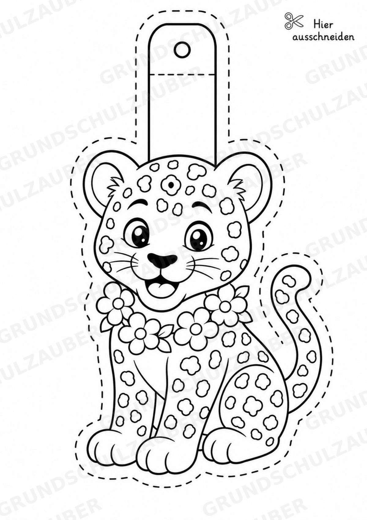 Leopard – Fensterdeko – Basteln – Ausmalbild – Ausschneiden – 15 Vorlagen – Materialseite 7