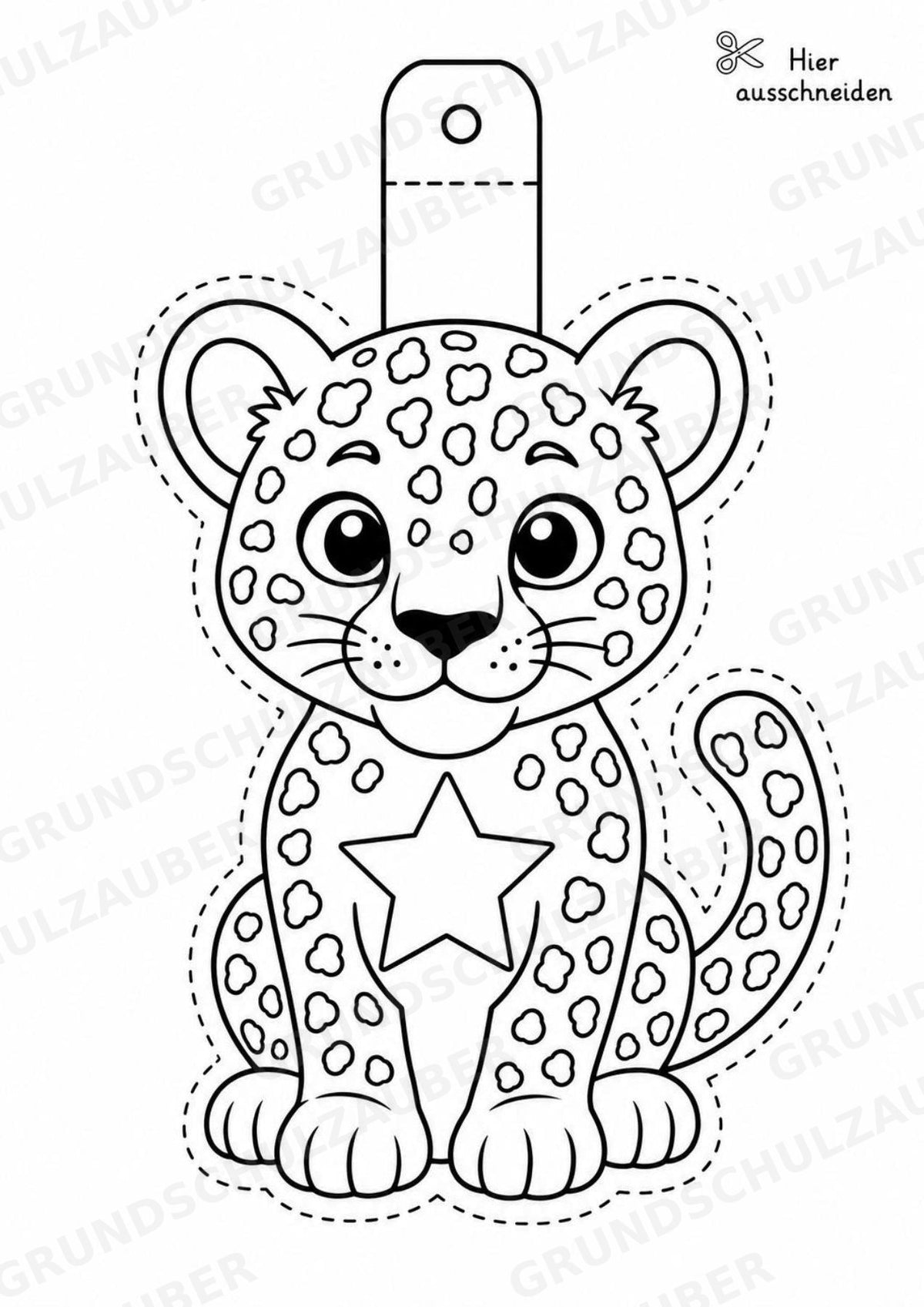 Leopard – Fensterdeko – Basteln – Ausmalbild – Ausschneiden – 15 Vorlagen – Materialseite 10