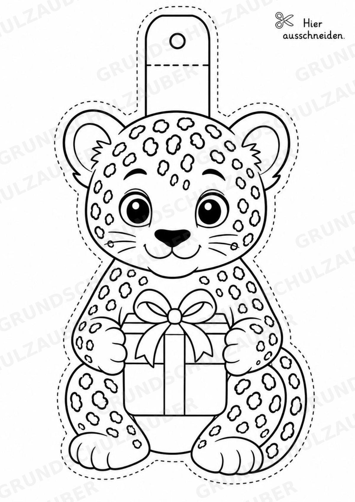 Leopard – Fensterdeko – Basteln – Ausmalbild – Ausschneiden – 15 Vorlagen – Materialseite 13