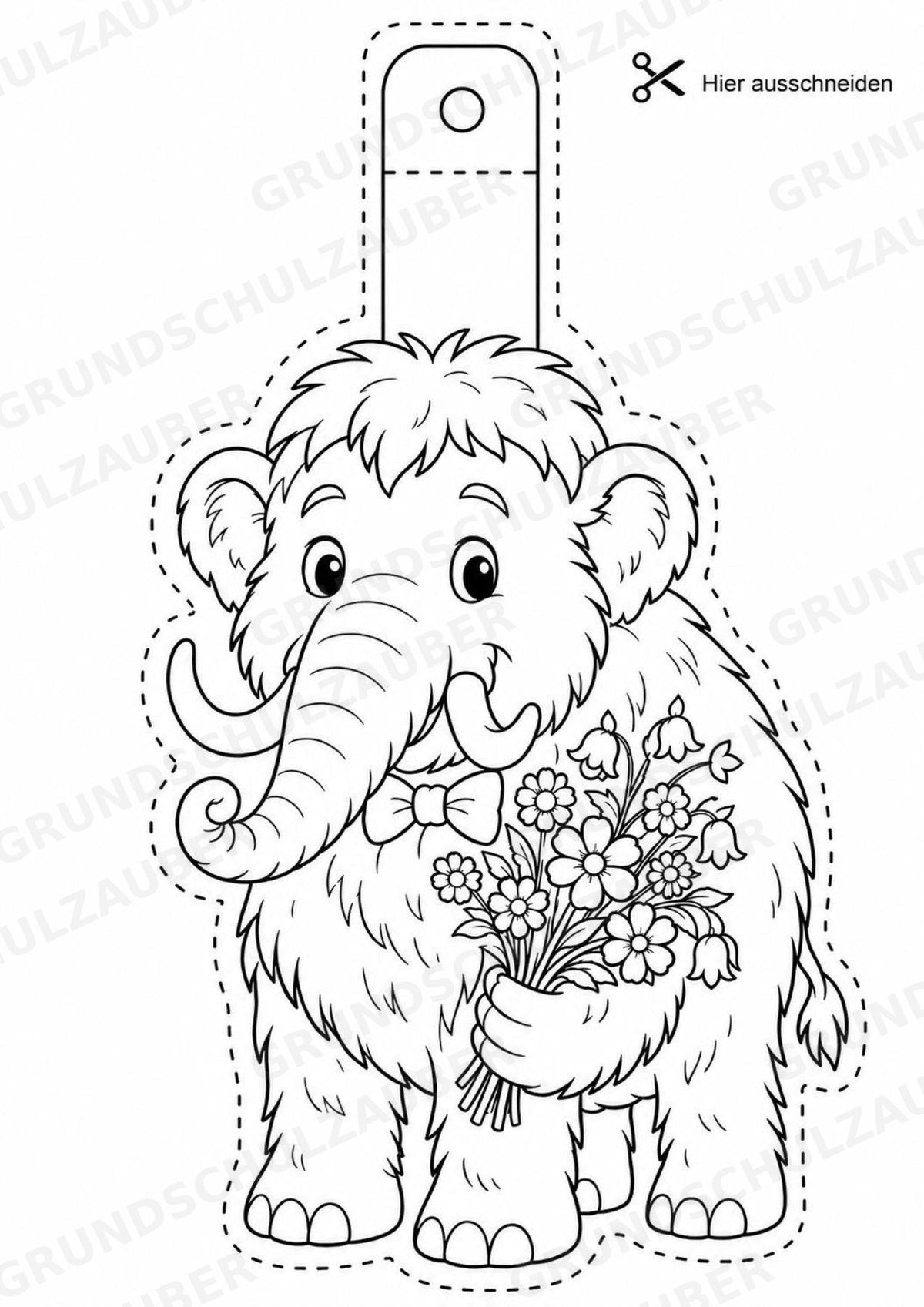Mammut – Fensterdeko – Basteln – Ausmalbild – Ausschneiden – 15 Vorlagen – Materialseite 2