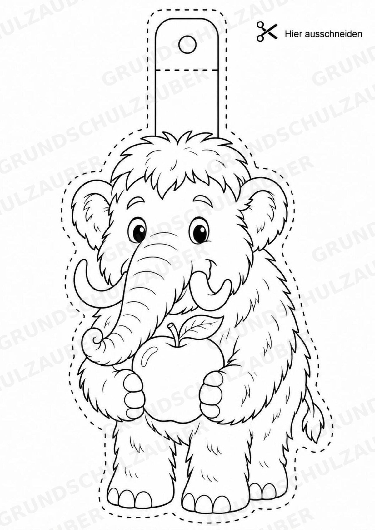 Mammut – Fensterdeko – Basteln – Ausmalbild – Ausschneiden – 15 Vorlagen – Materialseite 5