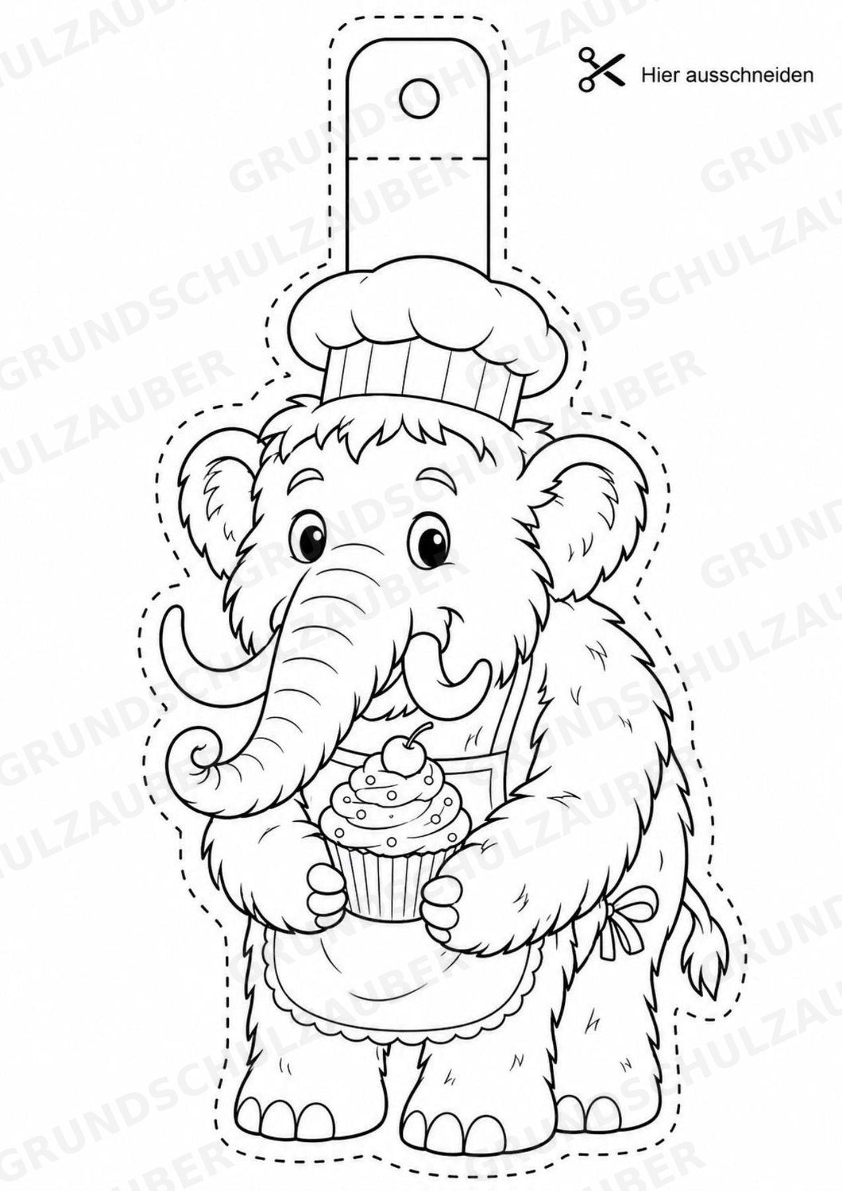 Mammut – Fensterdeko – Basteln – Ausmalbild – Ausschneiden – 15 Vorlagen – Materialseite 7