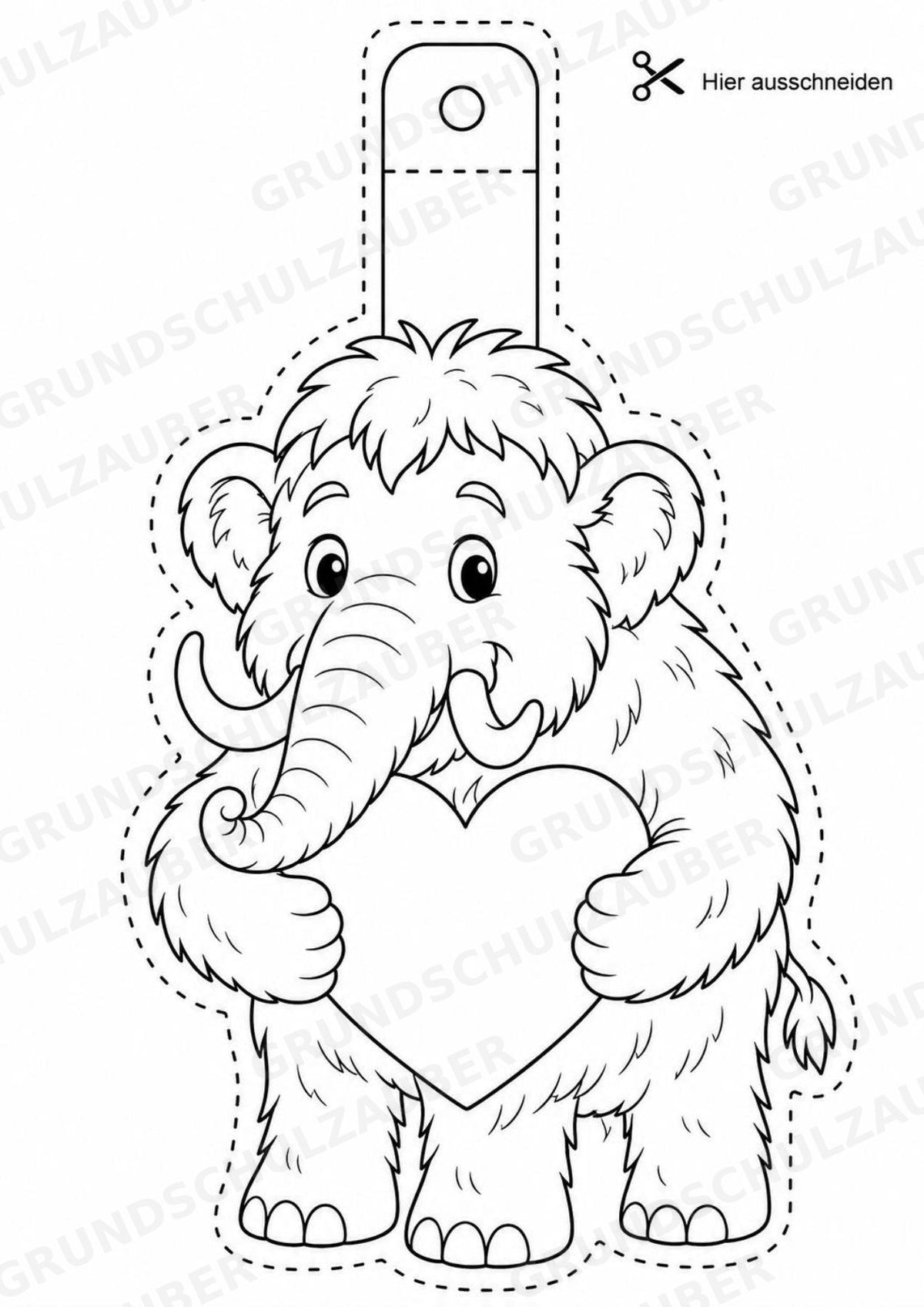 Mammut – Fensterdeko – Basteln – Ausmalbild – Ausschneiden – 15 Vorlagen – Materialseite 9
