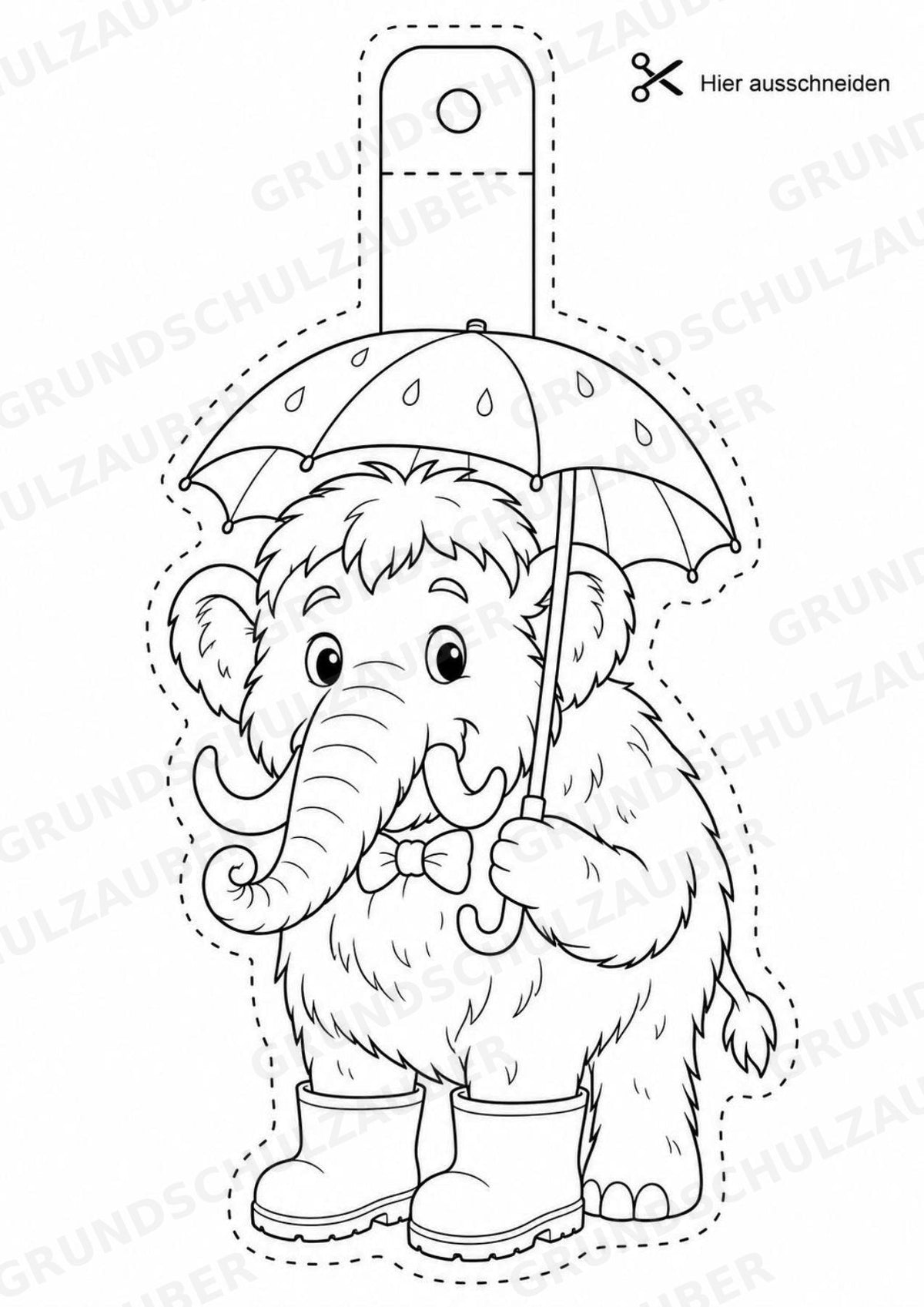 Mammut – Fensterdeko – Basteln – Ausmalbild – Ausschneiden – 15 Vorlagen – Materialseite 10