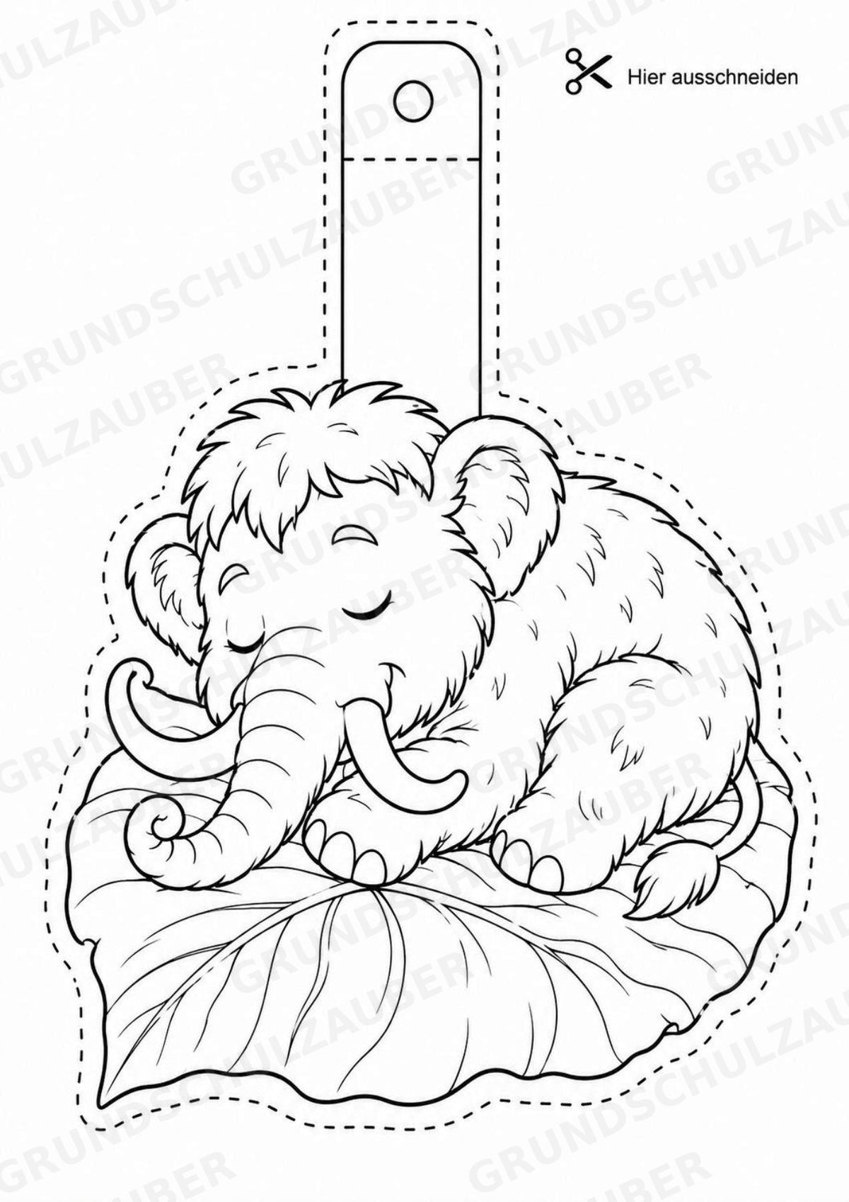 Mammut – Fensterdeko – Basteln – Ausmalbild – Ausschneiden – 15 Vorlagen – Materialseite 11