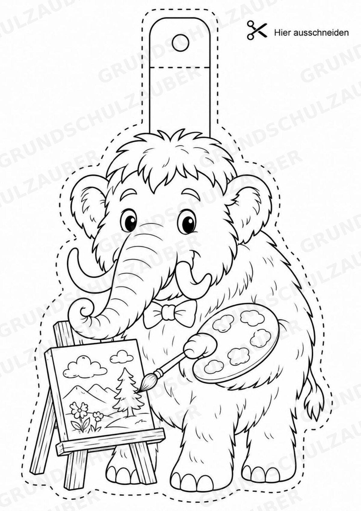 Mammut – Fensterdeko – Basteln – Ausmalbild – Ausschneiden – 15 Vorlagen – Materialseite 12