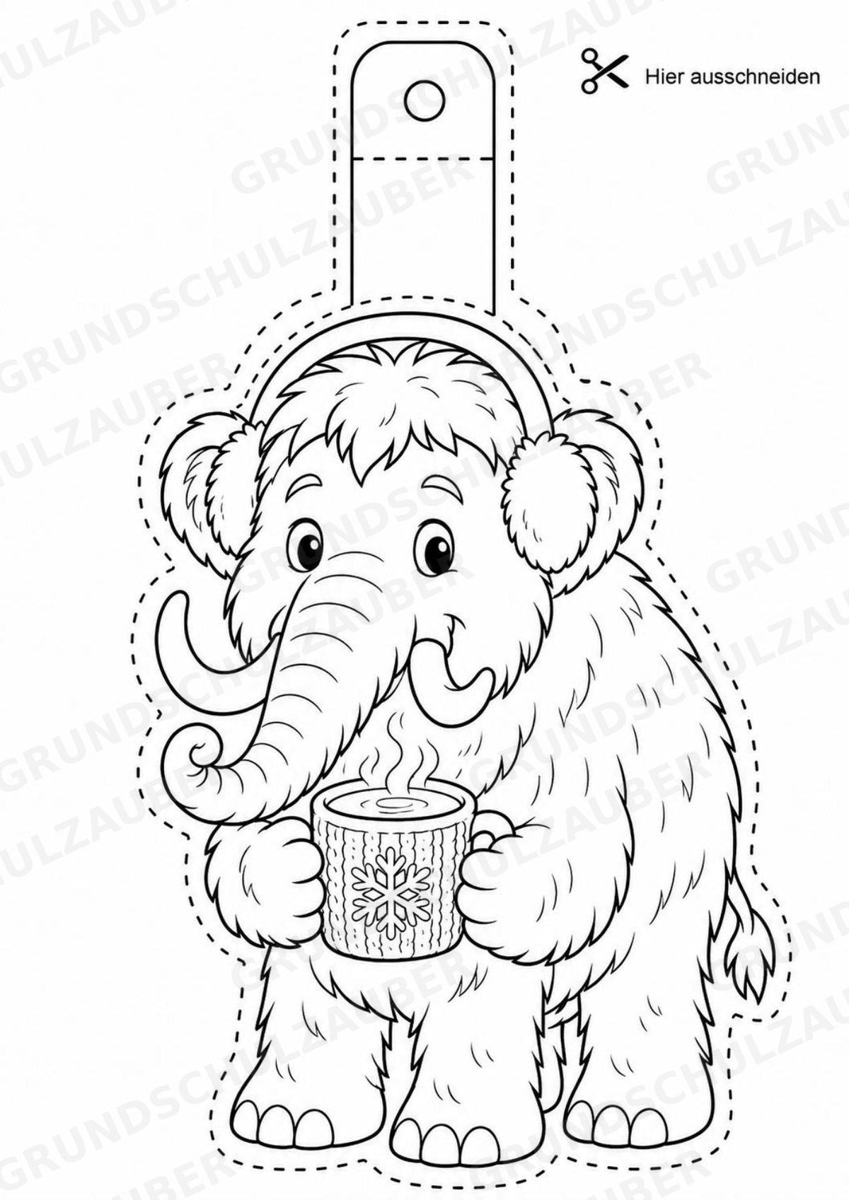 Mammut – Fensterdeko – Basteln – Ausmalbild – Ausschneiden – 15 Vorlagen – Materialseite 13