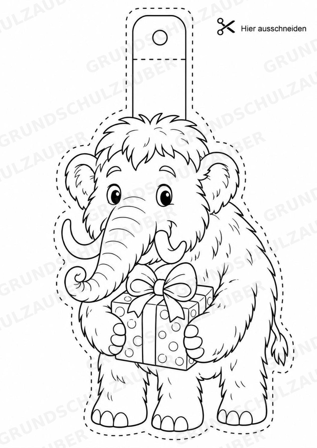Mammut – Fensterdeko – Basteln – Ausmalbild – Ausschneiden – 15 Vorlagen – Materialseite 15