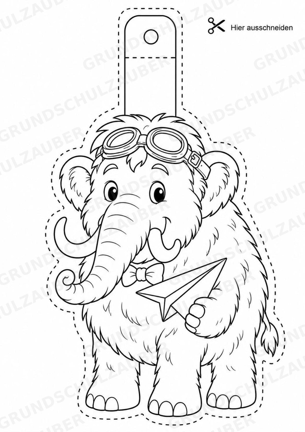 Mammut – Fensterdeko – Basteln – Ausmalbild – Ausschneiden – 15 Vorlagen – Materialseite 16