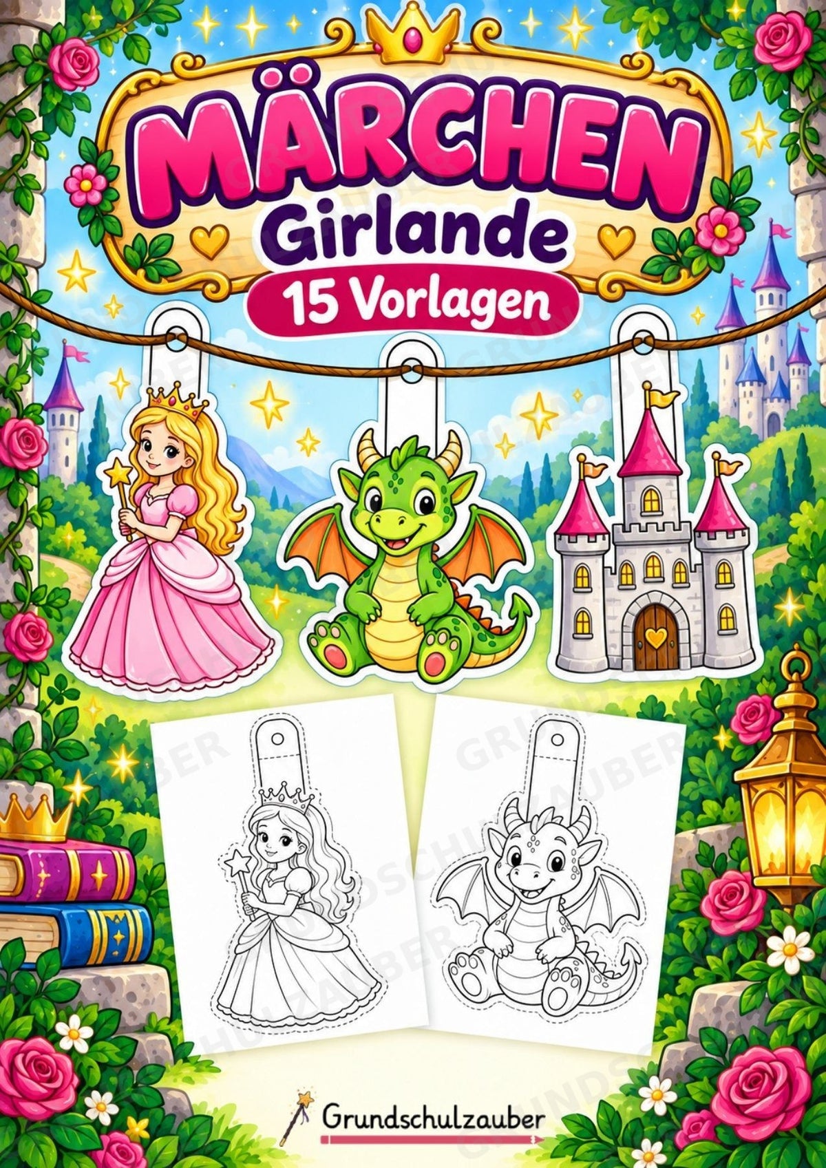 Märchen – Fensterdeko – Basteln – Ausmalbild – Ausschneiden – 15 Vorlagen – Cover
