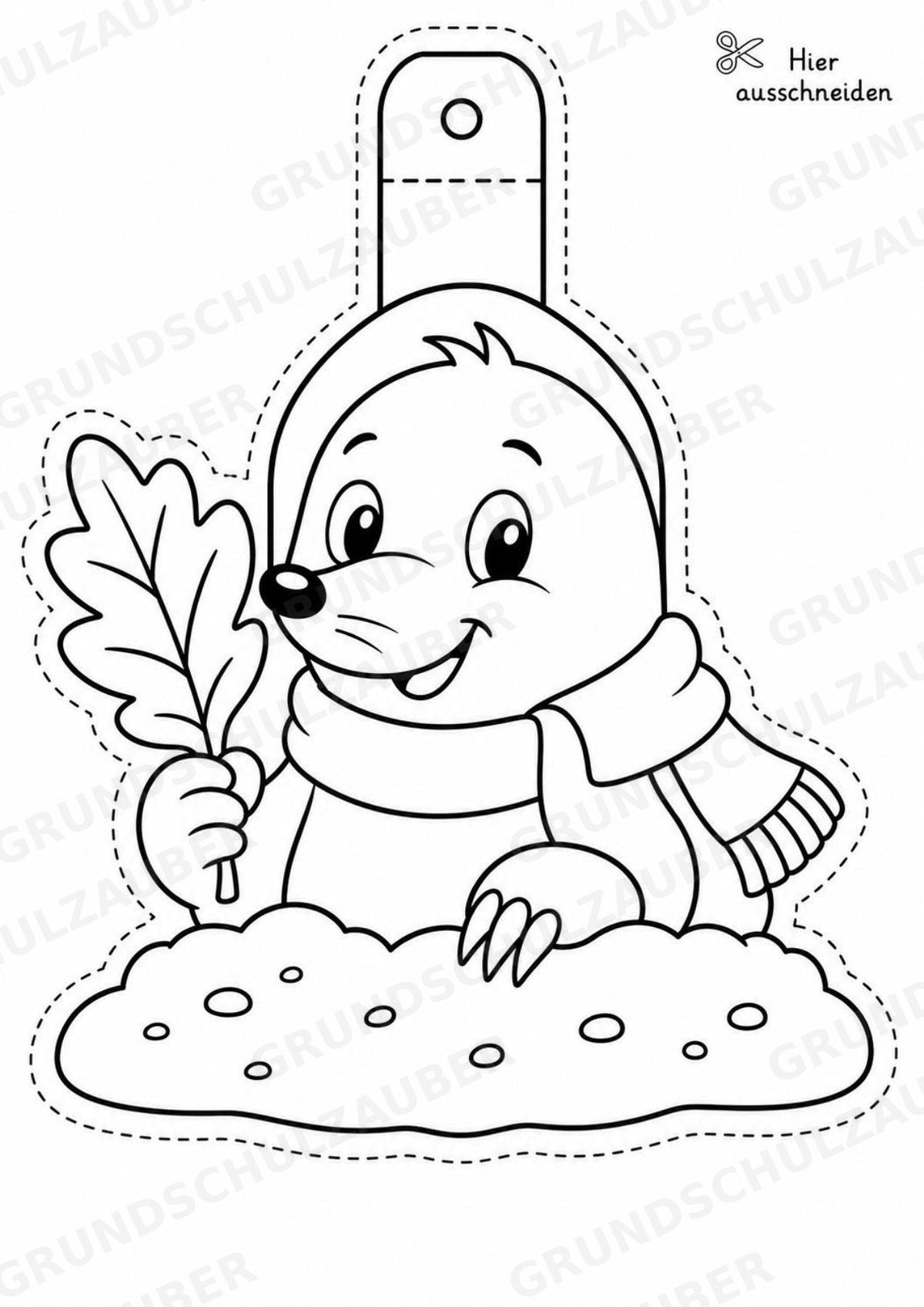 Maulwurf – Fensterdeko – Basteln – Ausmalbild – Ausschneiden – 15 Vorlagen – Materialseite 9