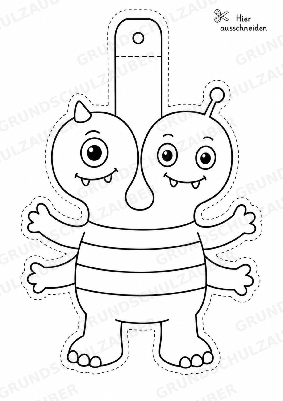 Monster – Fensterdeko – Basteln – Ausmalbild – Ausschneiden – 15 Vorlagen – Materialseite 15