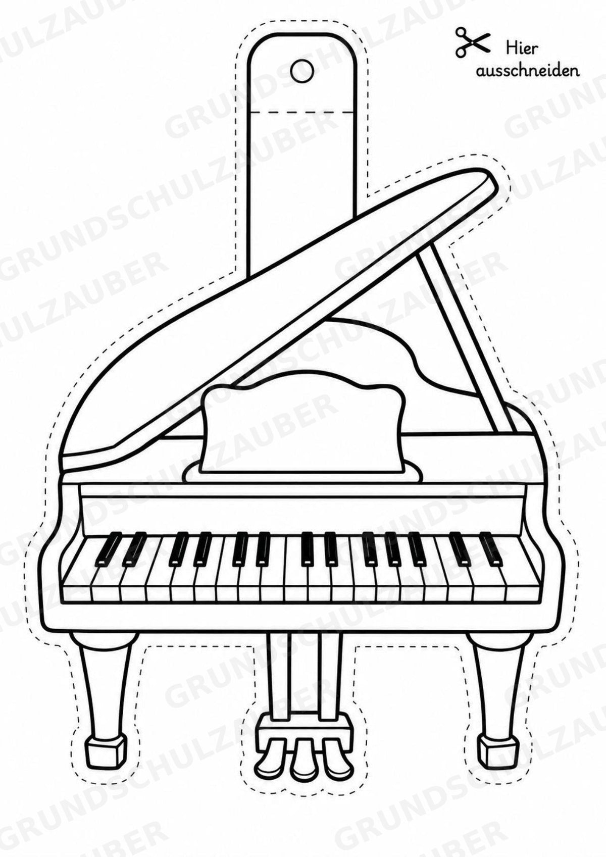 Musikinstrumente – Fensterdeko – Basteln – Ausmalbild – Ausschneiden – 15 Vorlagen – Materialseite 3