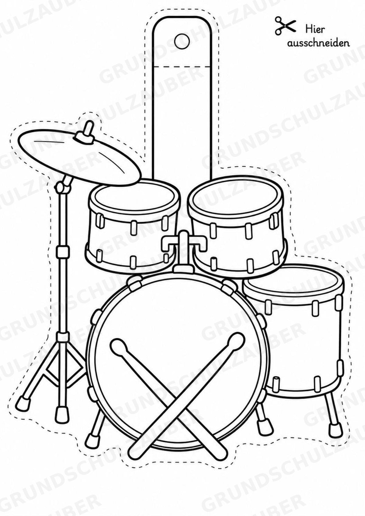 Musikinstrumente – Fensterdeko – Basteln – Ausmalbild – Ausschneiden – 15 Vorlagen – Materialseite 6