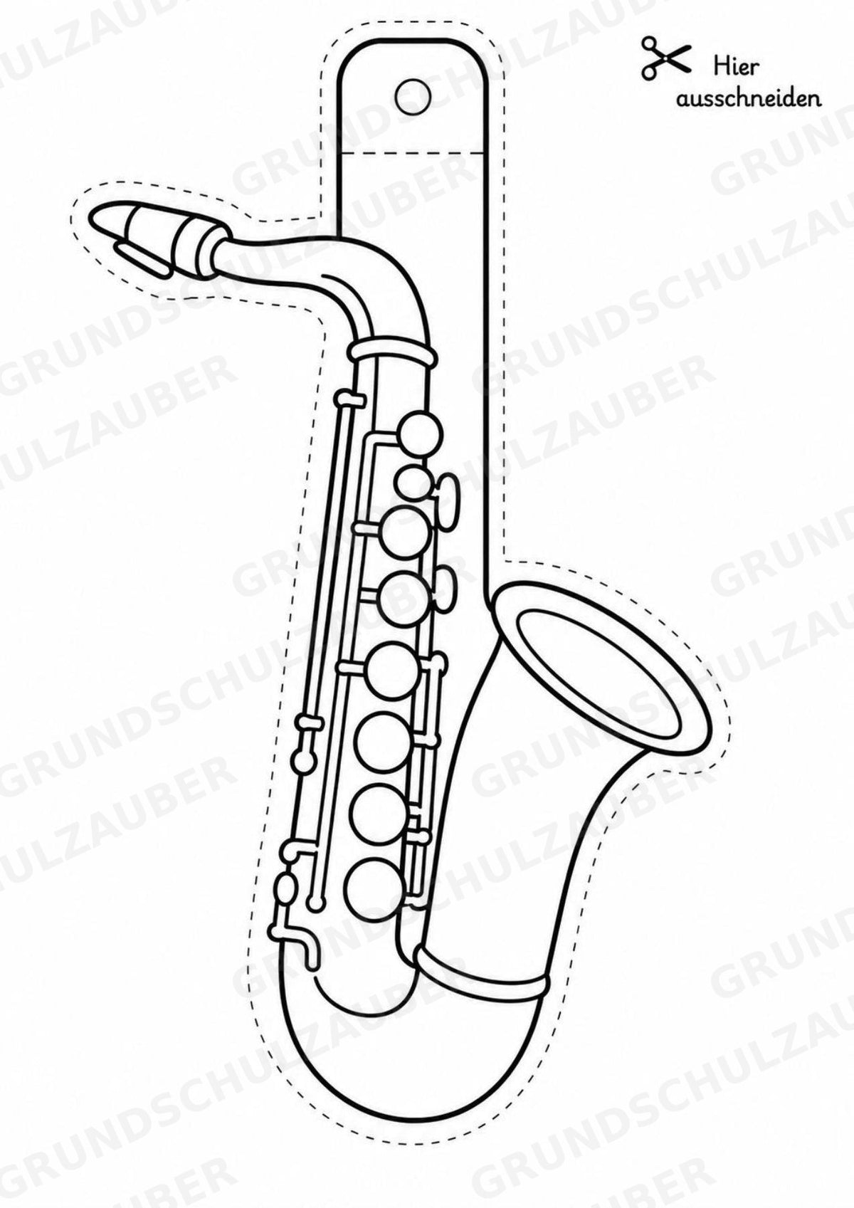 Musikinstrumente – Fensterdeko – Basteln – Ausmalbild – Ausschneiden – 15 Vorlagen – Materialseite 7