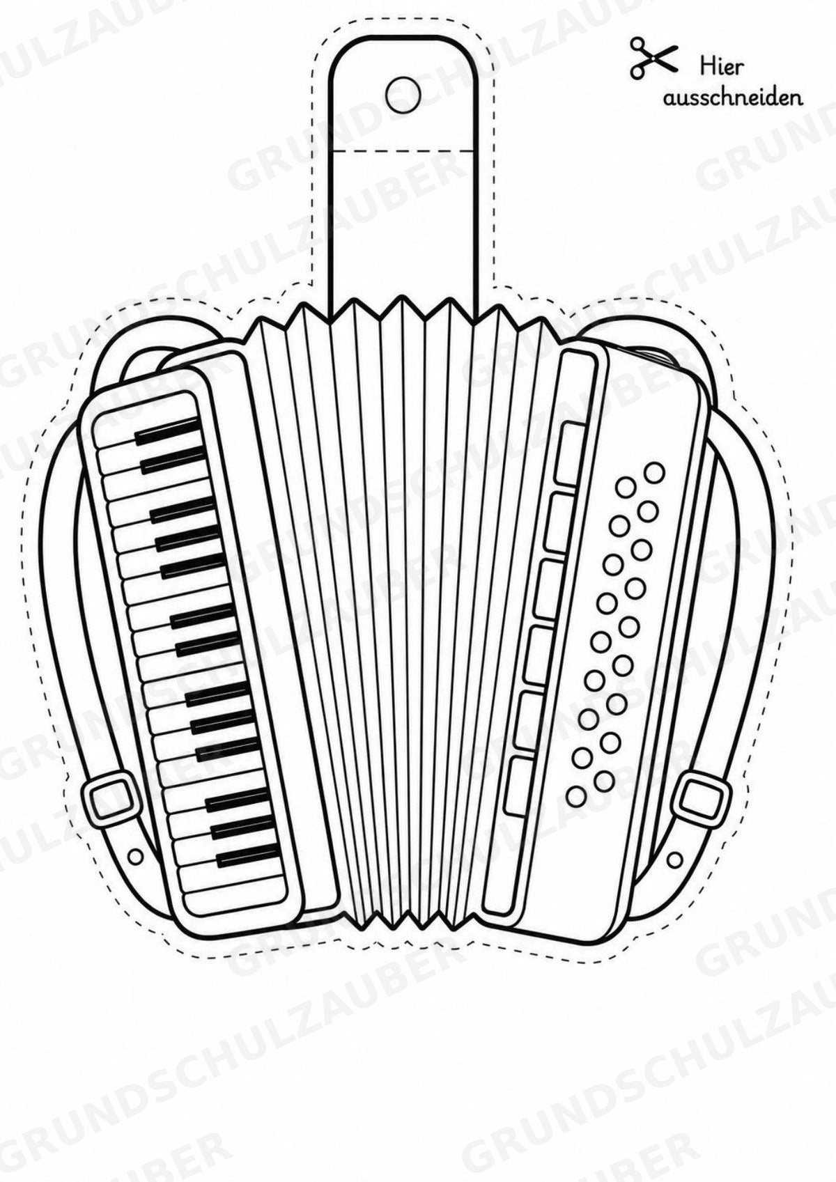 Musikinstrumente – Fensterdeko – Basteln – Ausmalbild – Ausschneiden – 15 Vorlagen – Materialseite 9