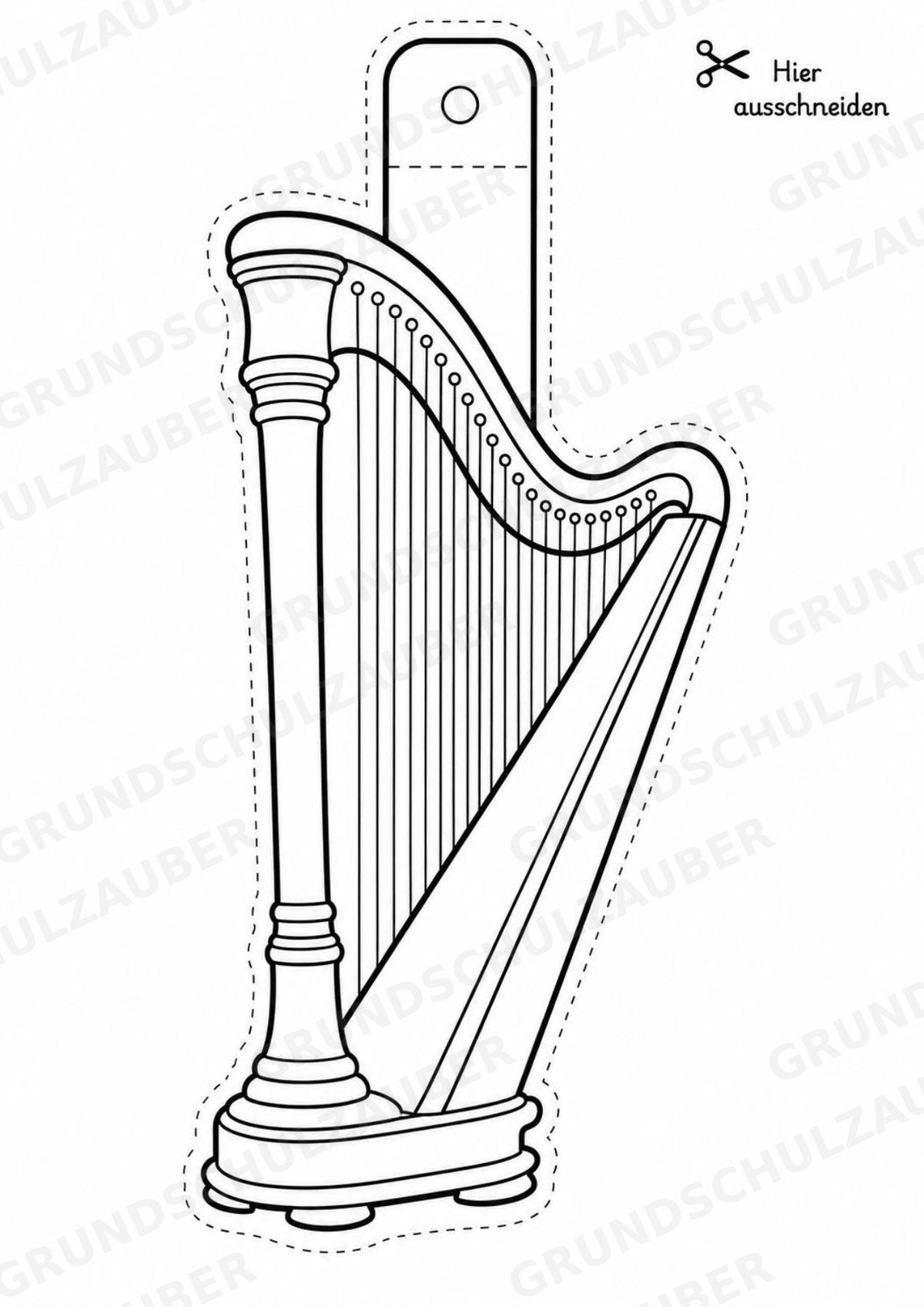 Musikinstrumente – Fensterdeko – Basteln – Ausmalbild – Ausschneiden – 15 Vorlagen – Materialseite 10