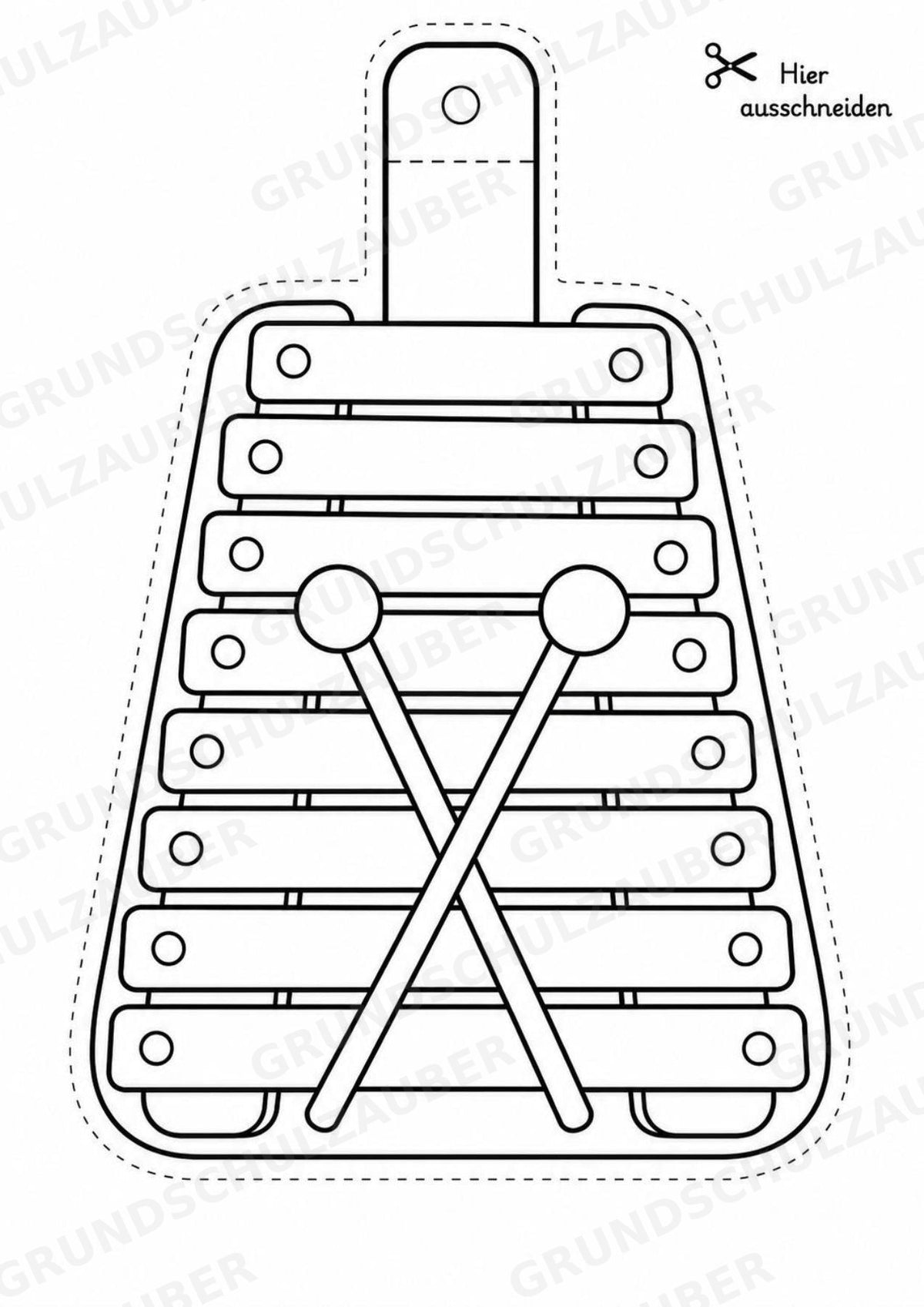Musikinstrumente – Fensterdeko – Basteln – Ausmalbild – Ausschneiden – 15 Vorlagen – Materialseite 12