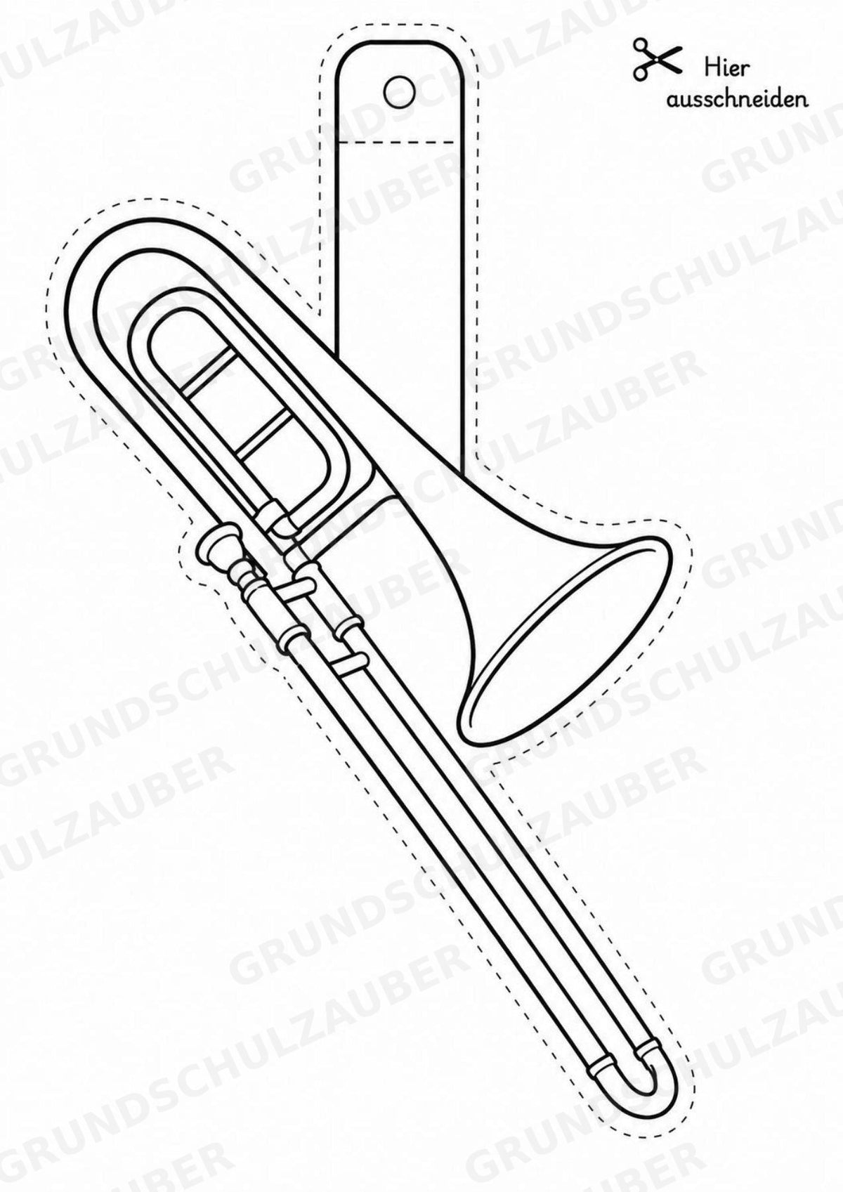 Musikinstrumente – Fensterdeko – Basteln – Ausmalbild – Ausschneiden – 15 Vorlagen – Materialseite 14