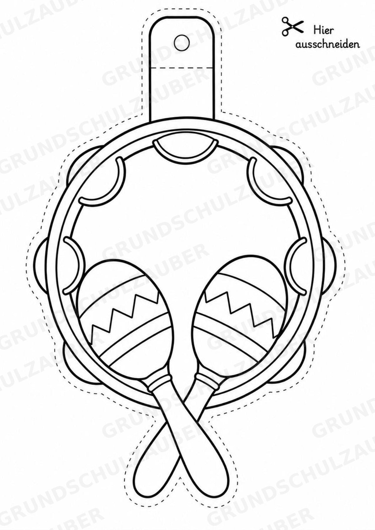 Musikinstrumente – Fensterdeko – Basteln – Ausmalbild – Ausschneiden – 15 Vorlagen – Materialseite 16