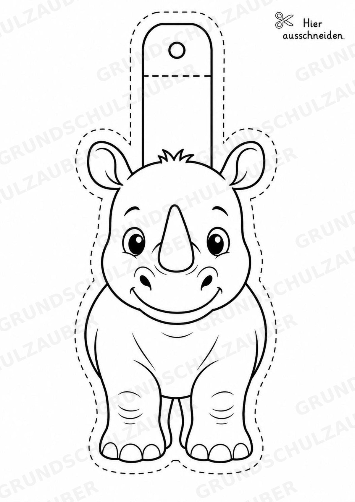 Nashorn – Fensterdeko – Basteln – Ausmalbild – Ausschneiden – 15 Vorlagen – Materialseite 2