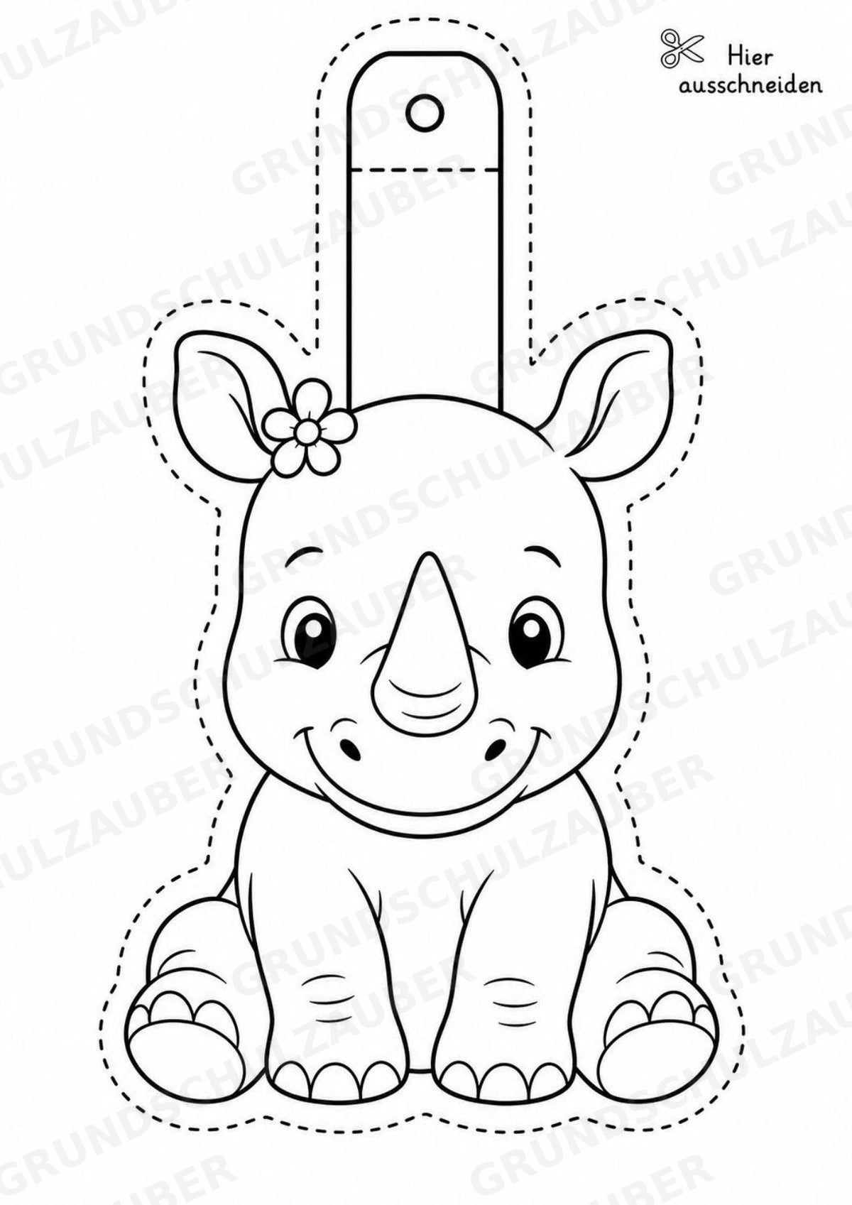Nashorn – Fensterdeko – Basteln – Ausmalbild – Ausschneiden – 15 Vorlagen – Materialseite 3