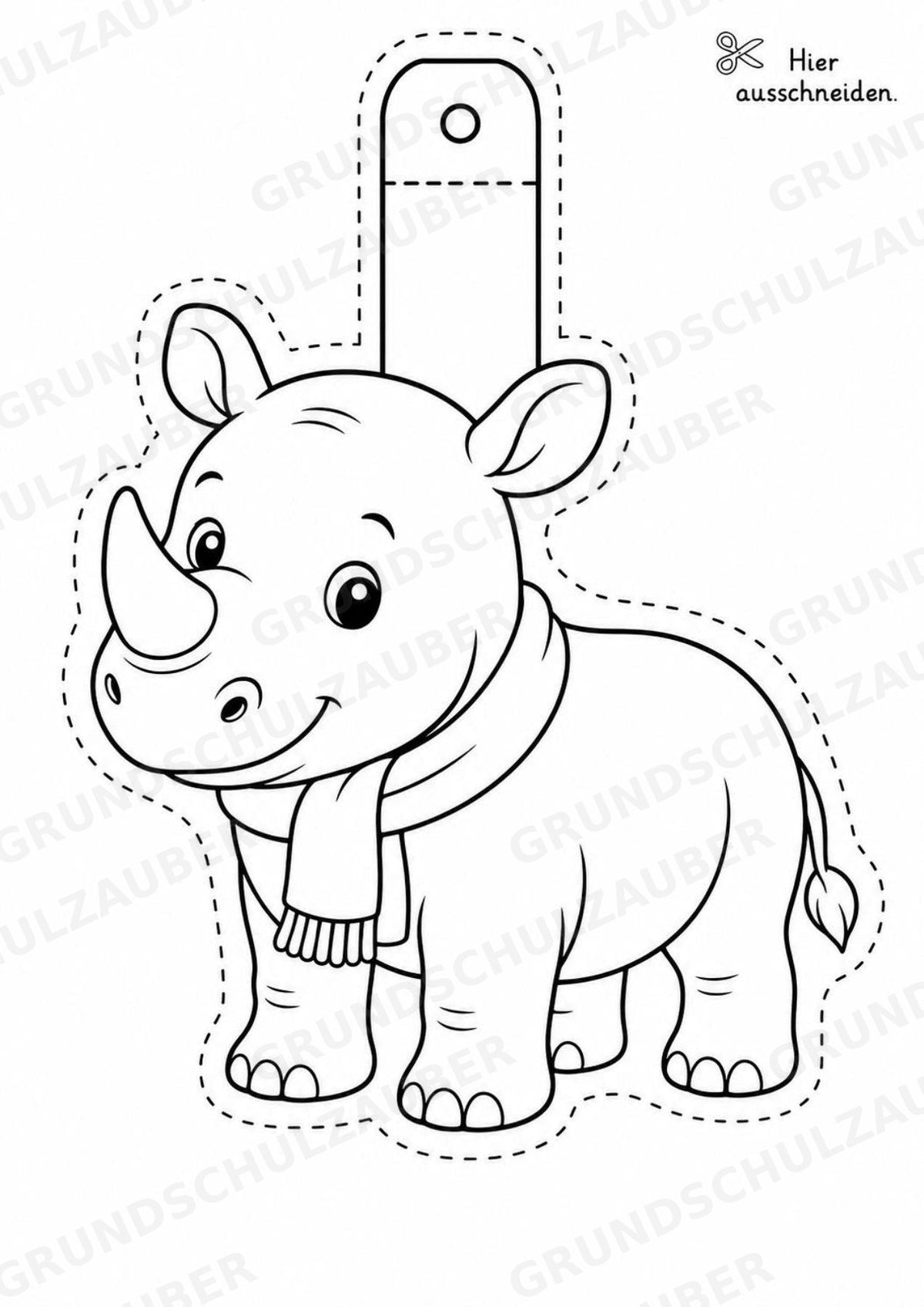 Nashorn – Fensterdeko – Basteln – Ausmalbild – Ausschneiden – 15 Vorlagen – Materialseite 4