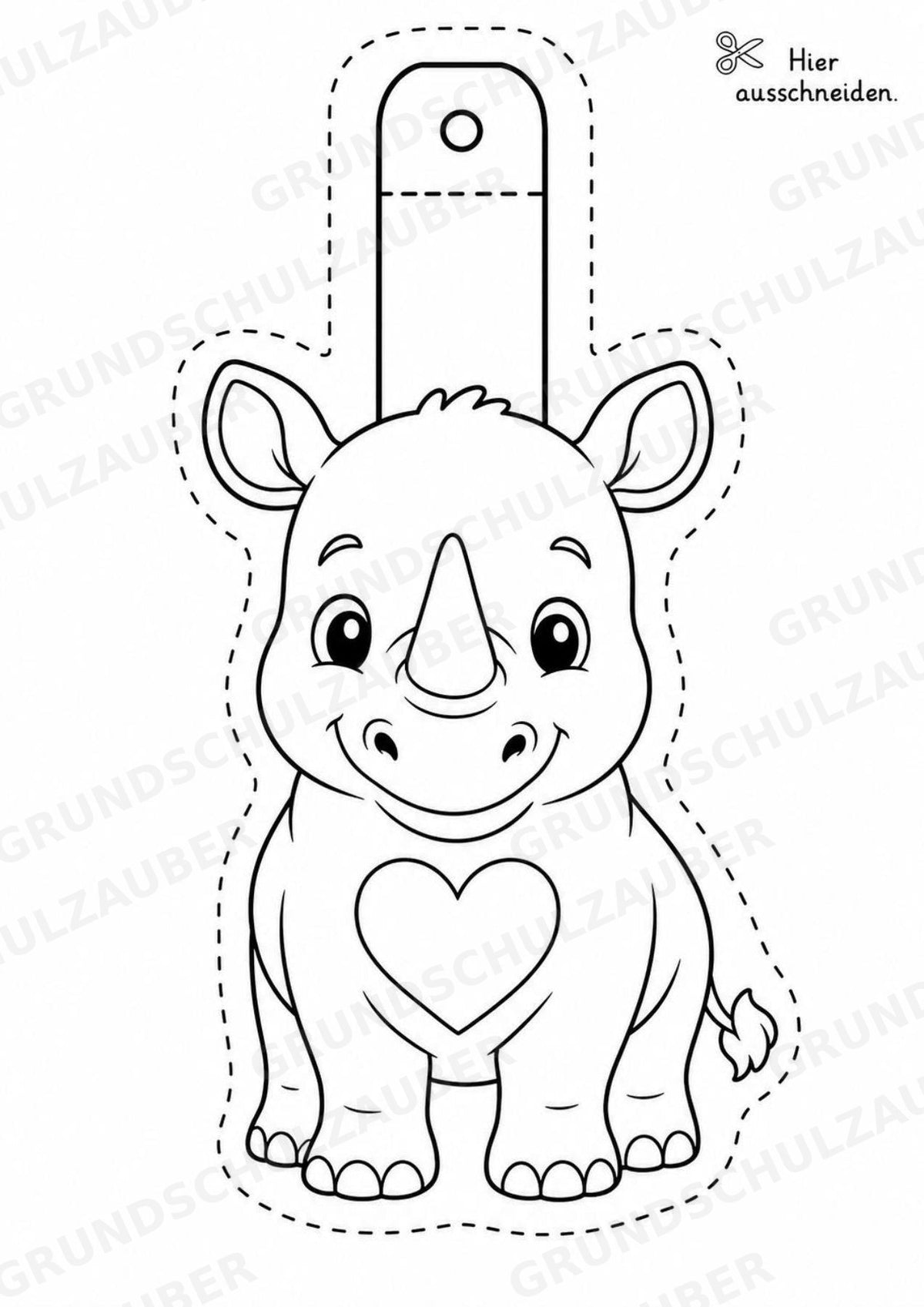 Nashorn – Fensterdeko – Basteln – Ausmalbild – Ausschneiden – 15 Vorlagen – Materialseite 5