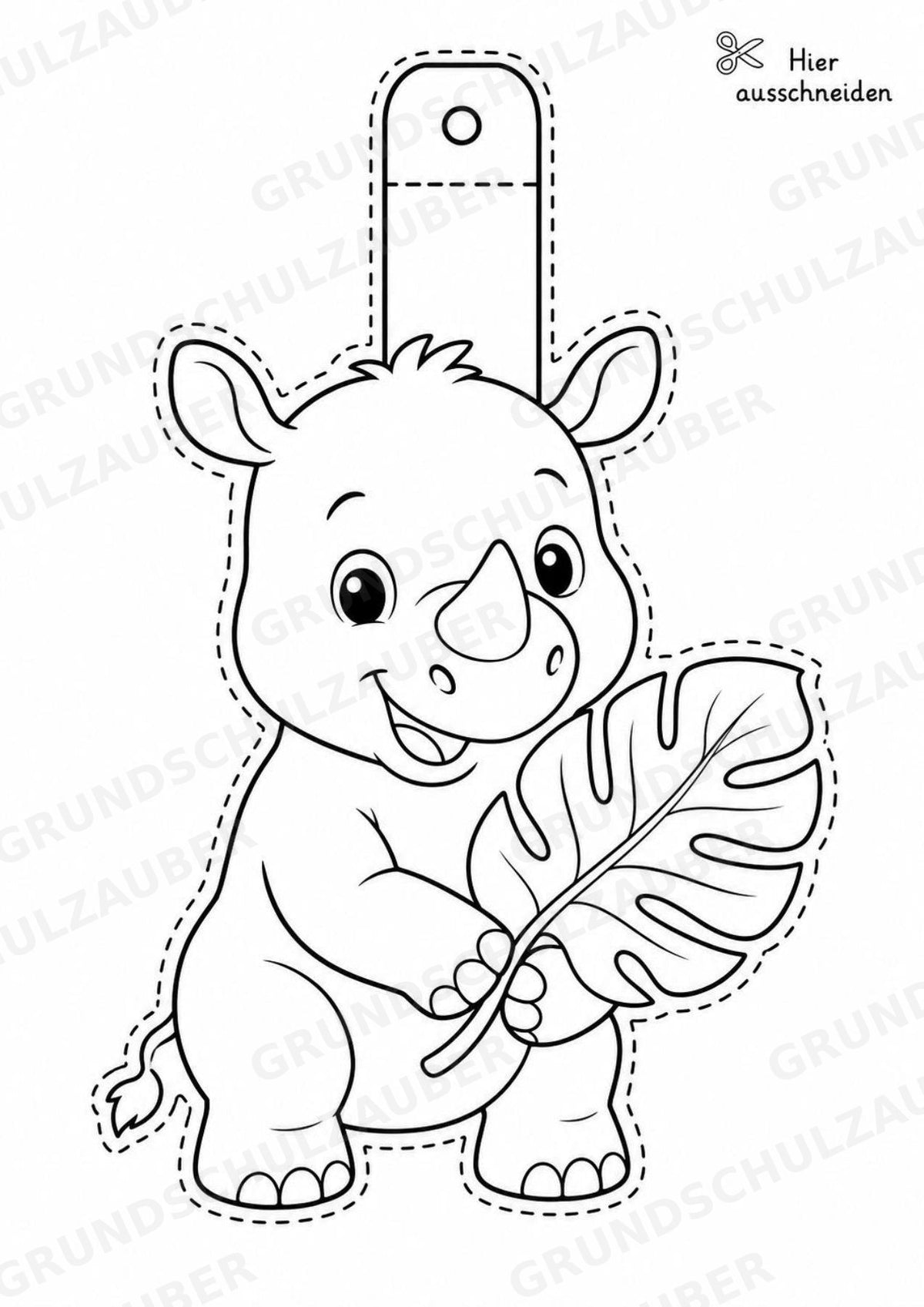 Nashorn – Fensterdeko – Basteln – Ausmalbild – Ausschneiden – 15 Vorlagen – Materialseite 6