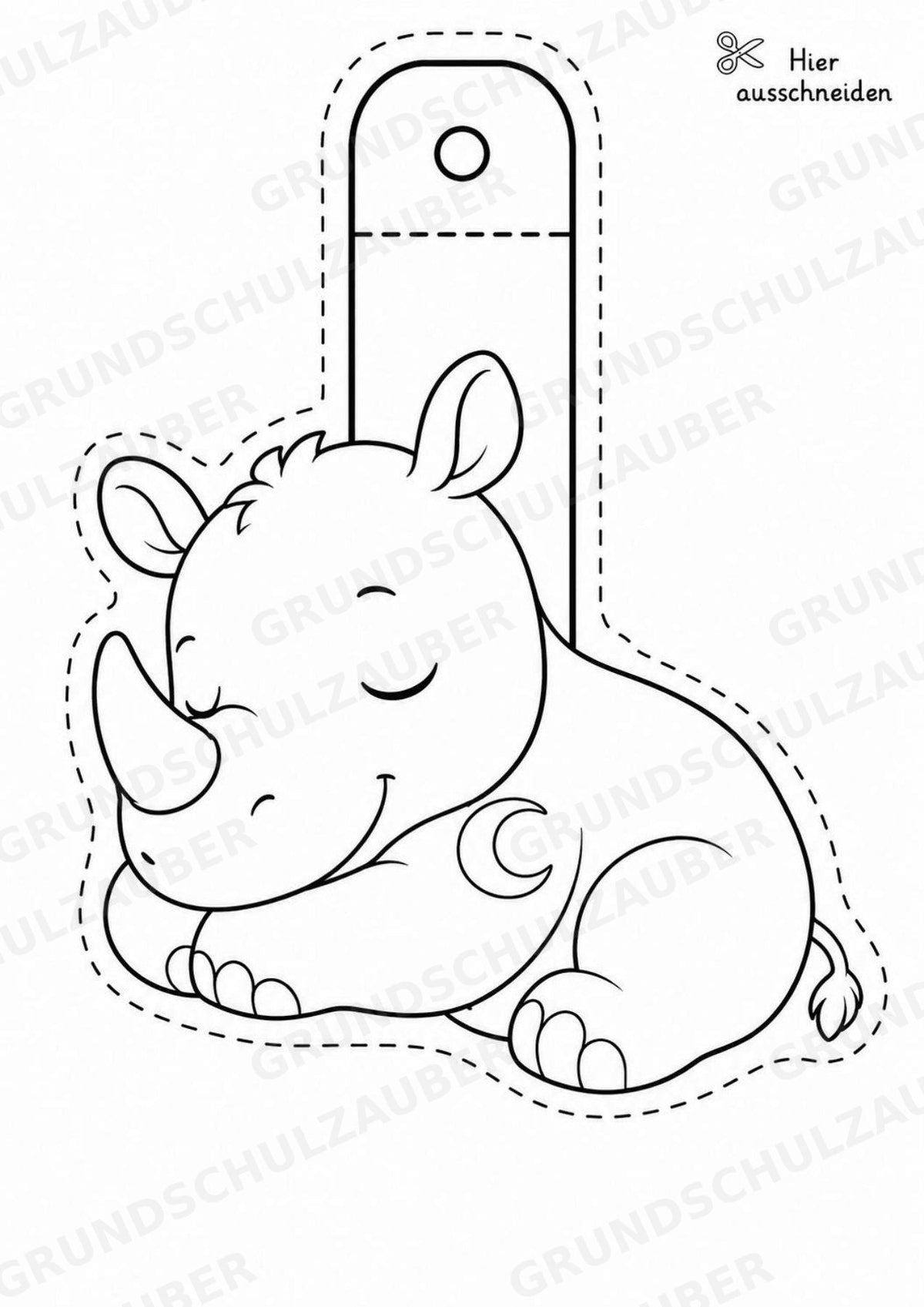 Nashorn – Fensterdeko – Basteln – Ausmalbild – Ausschneiden – 15 Vorlagen – Materialseite 10